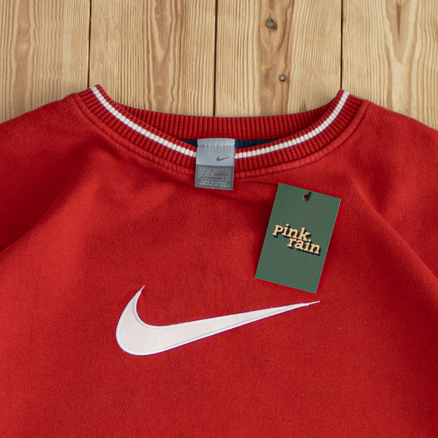 (XL) Nike Swoosh Vintage Embroidered Sweatshirt Red
