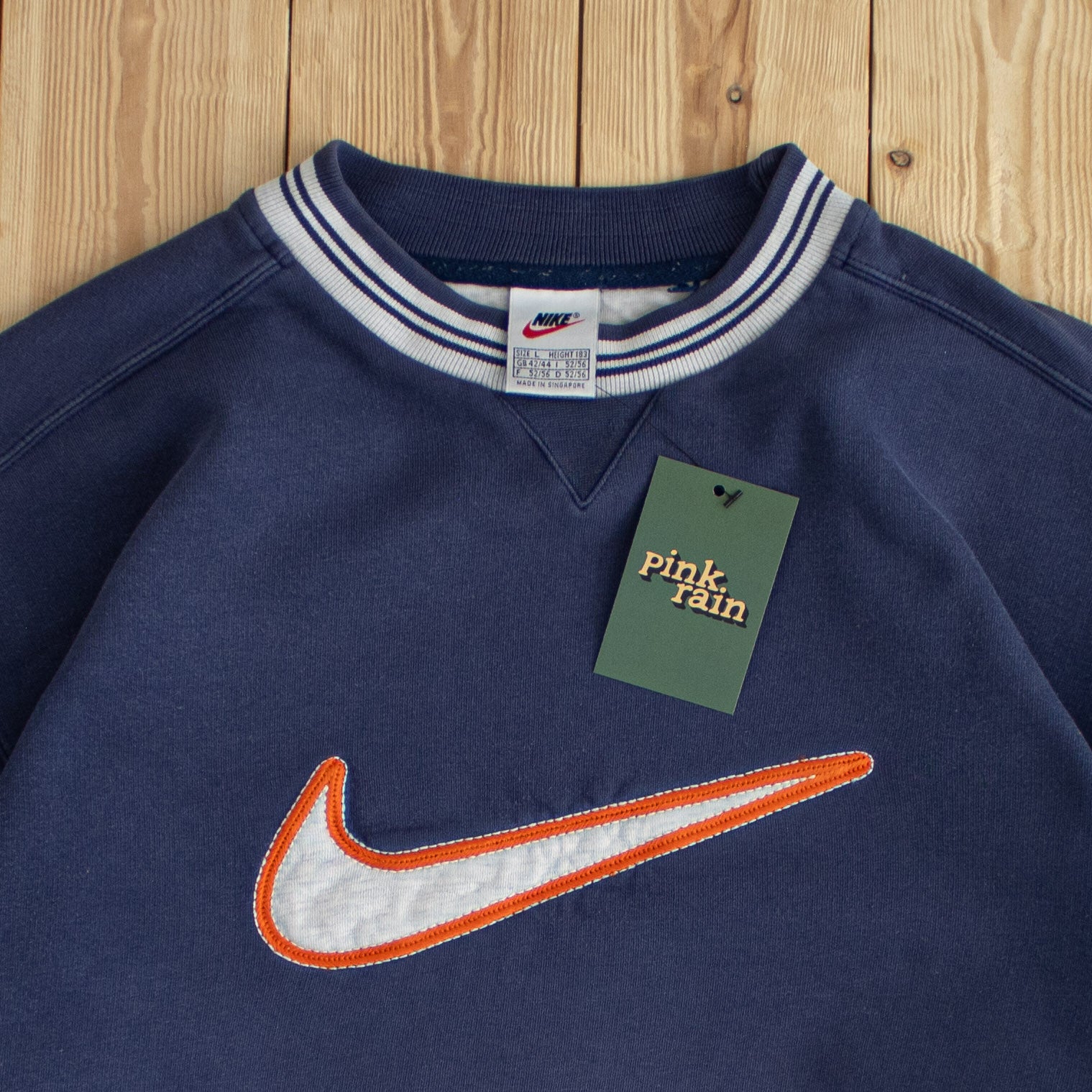 (M/L) Nike Swoosh Vintage Embroidered Sweatshirt Blue