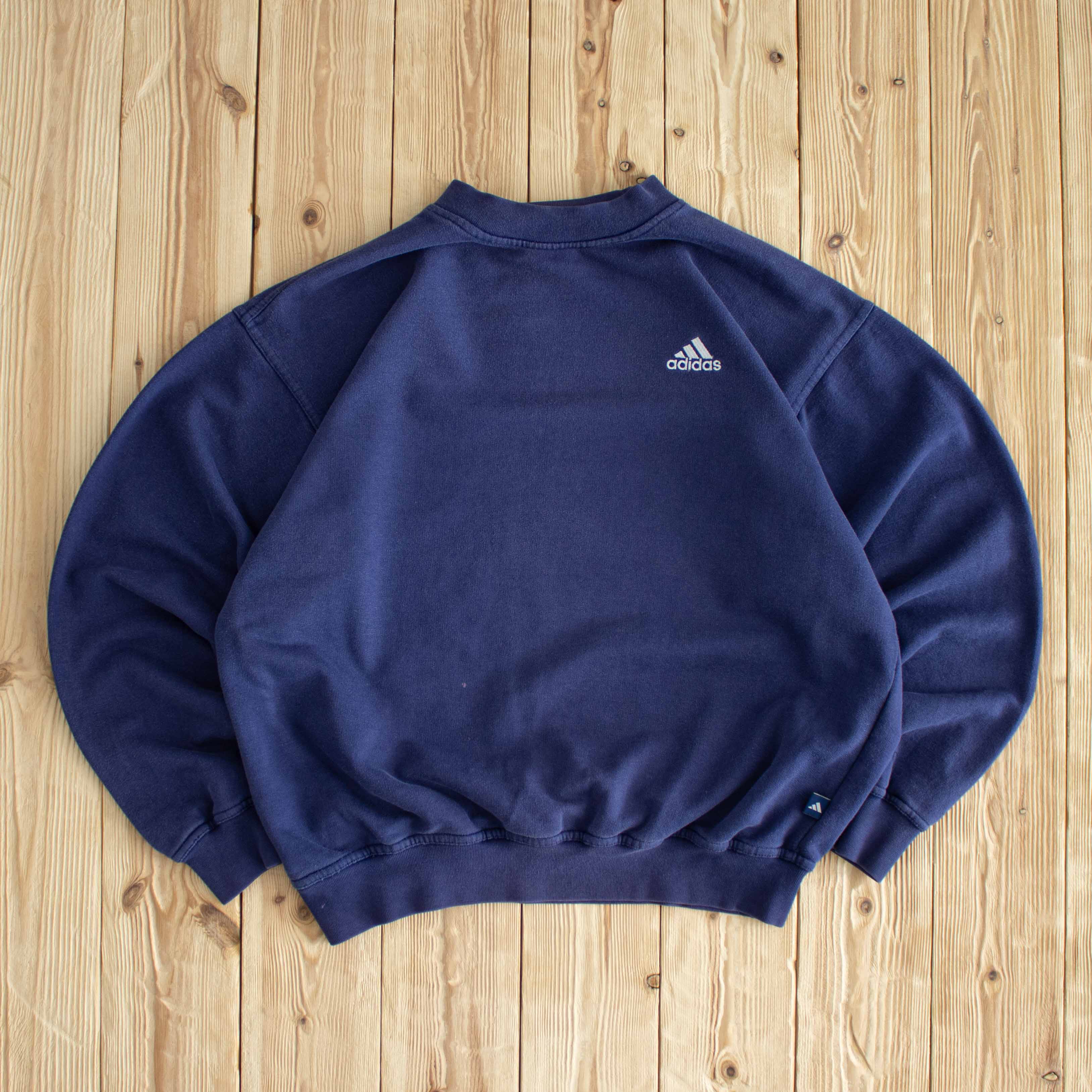 (M) Adidas Vintage Essential Embroidered Sweatshirt Blue