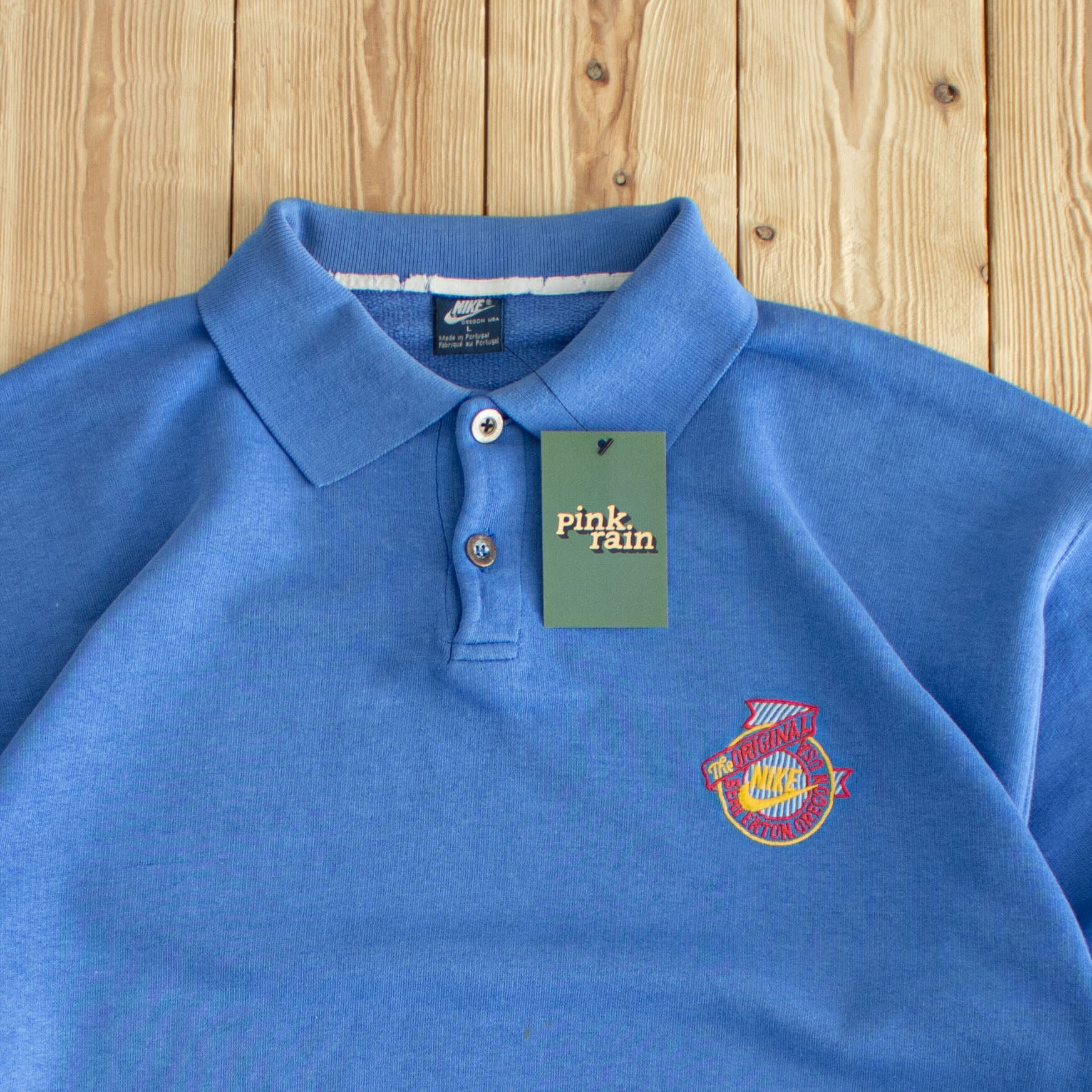 (M/L) Nike Oregon Vintage Embroidered Button Up Sweatshirt Blue