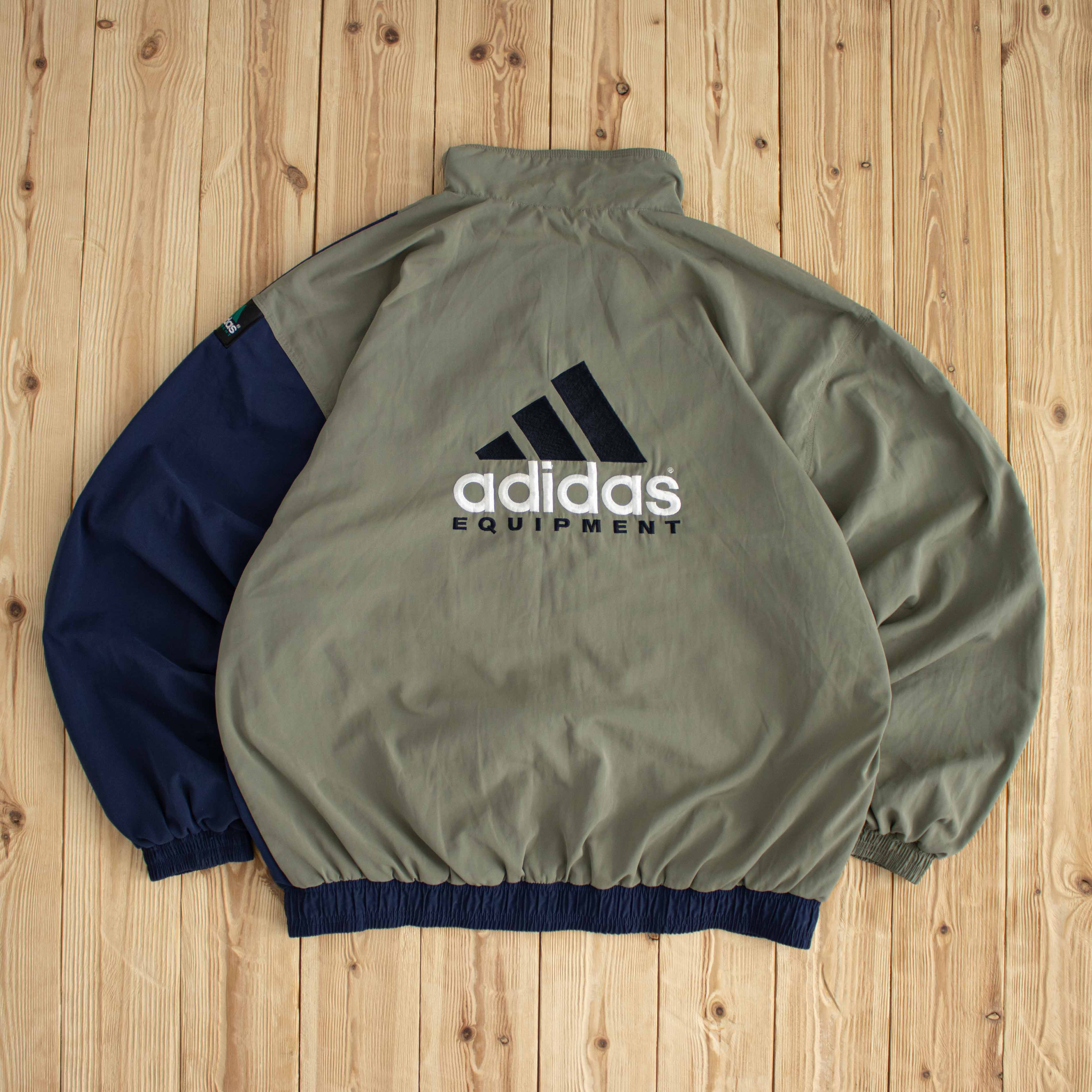 (XL) Adidas Equipment Vintage Embroidered Jacket Khaki Blue