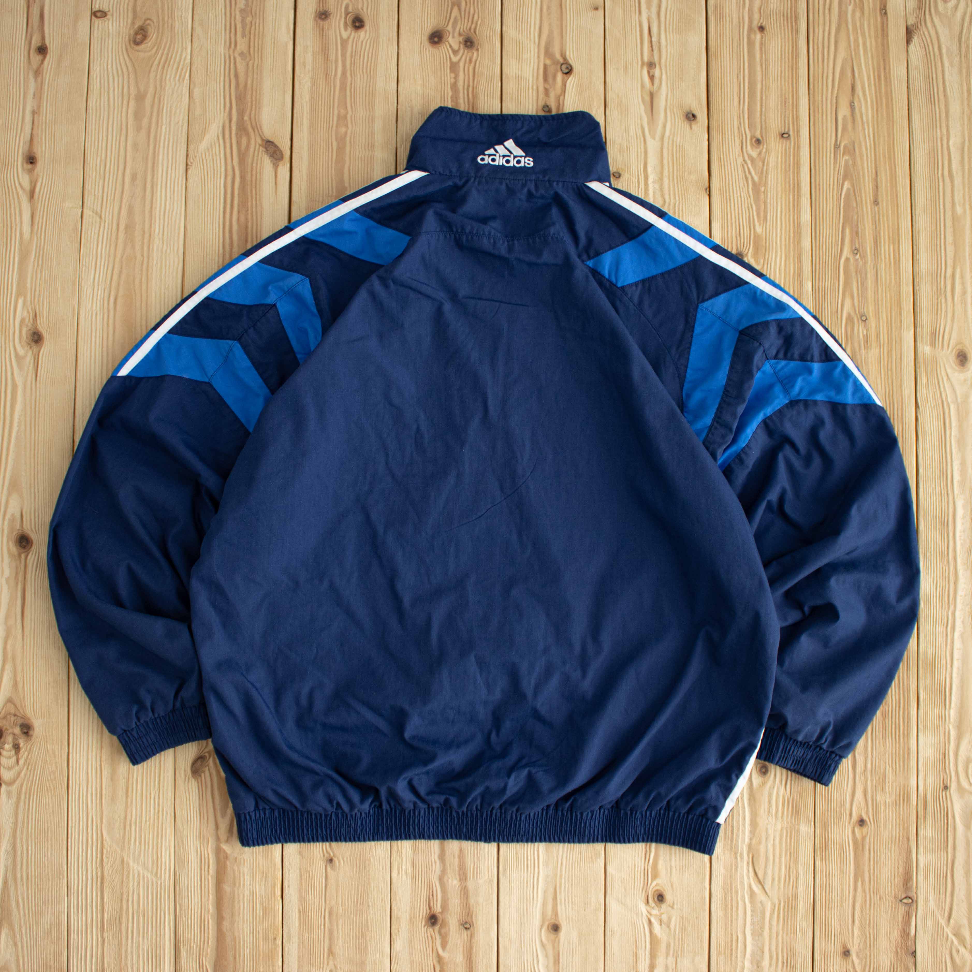 (L) Adidas Vintage Side Stripe Embroidered Jacket Blue