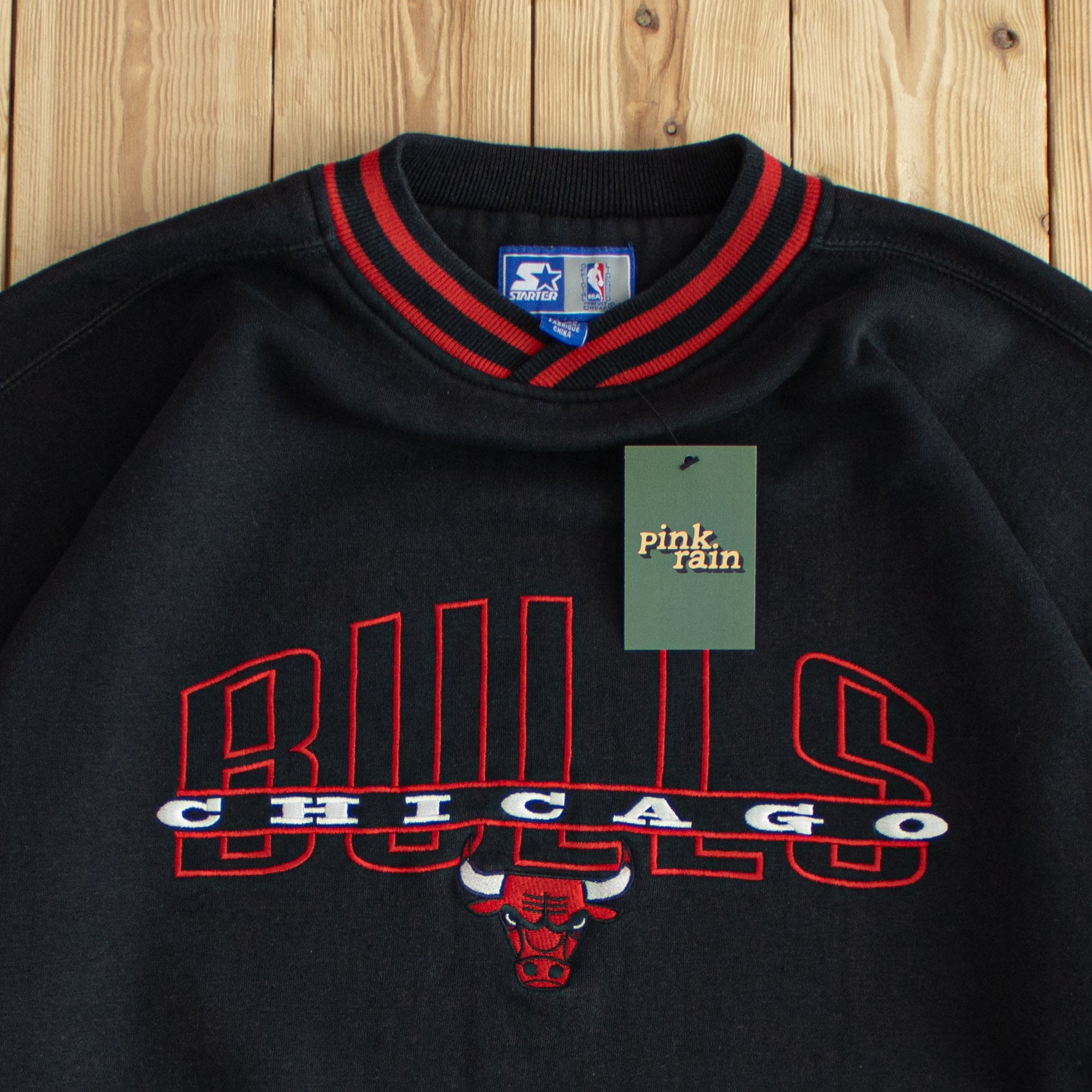 (XL) Starter Chicago Bulls Vintage Embroidered Sweatshirt Black