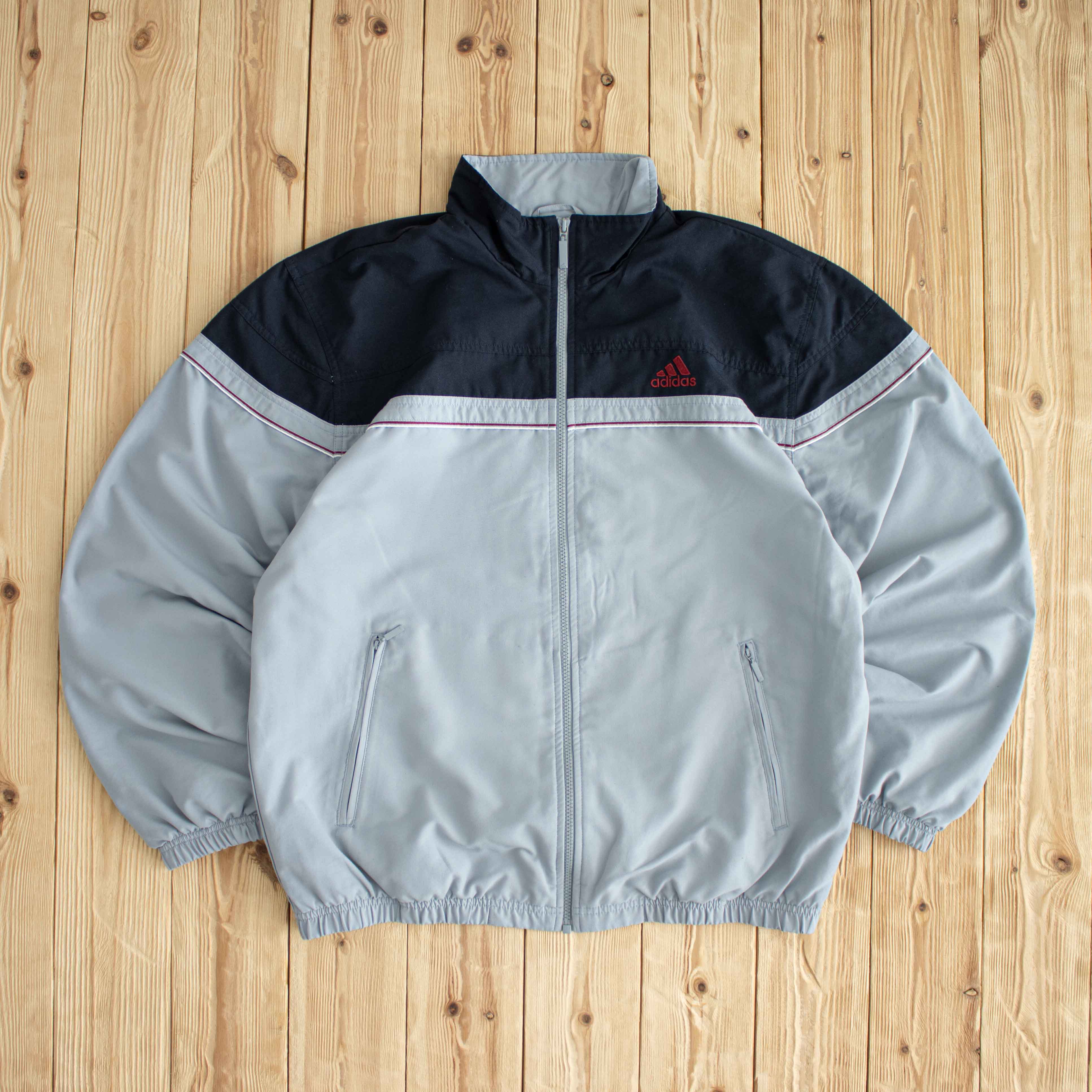 (L) Adidas Vintage Embroidered Jacket Blue