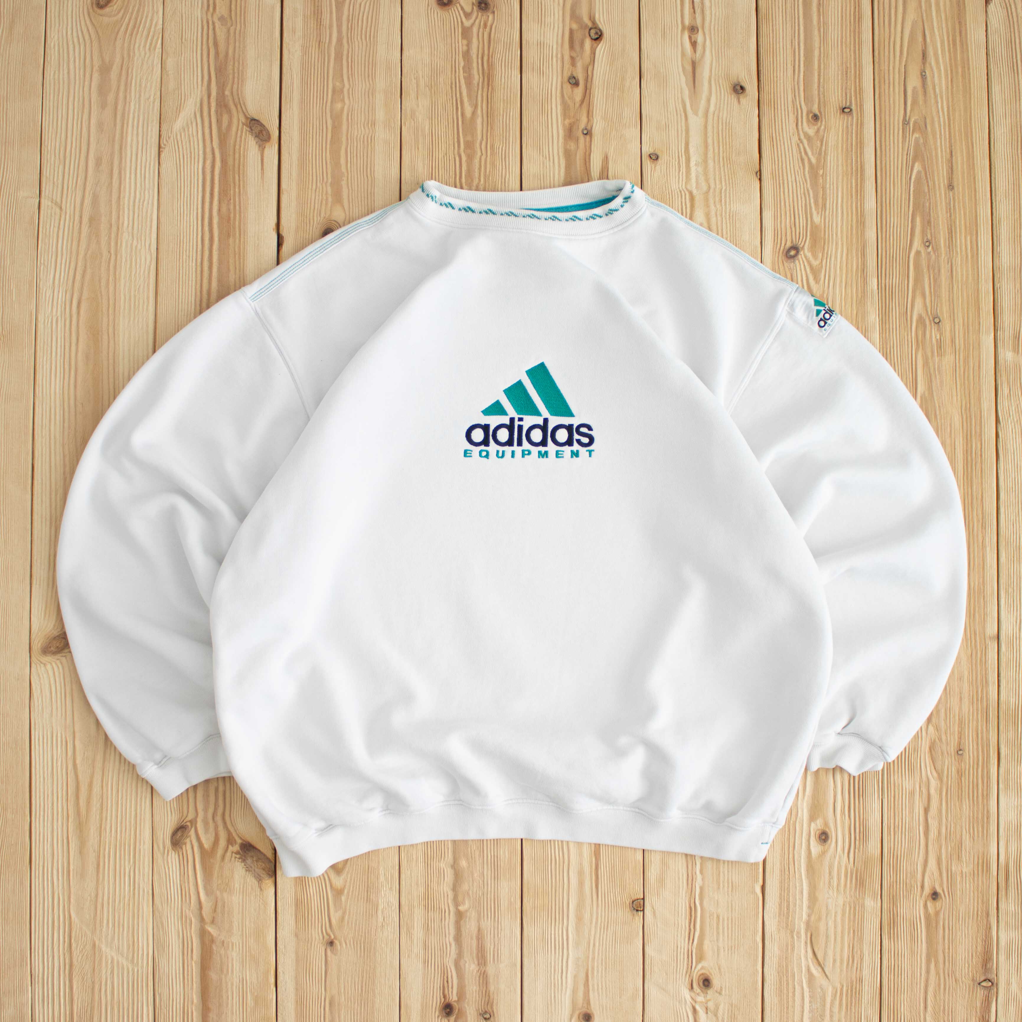 (M) Adidas Equipment Vintage Embroidered Sweatshirt White