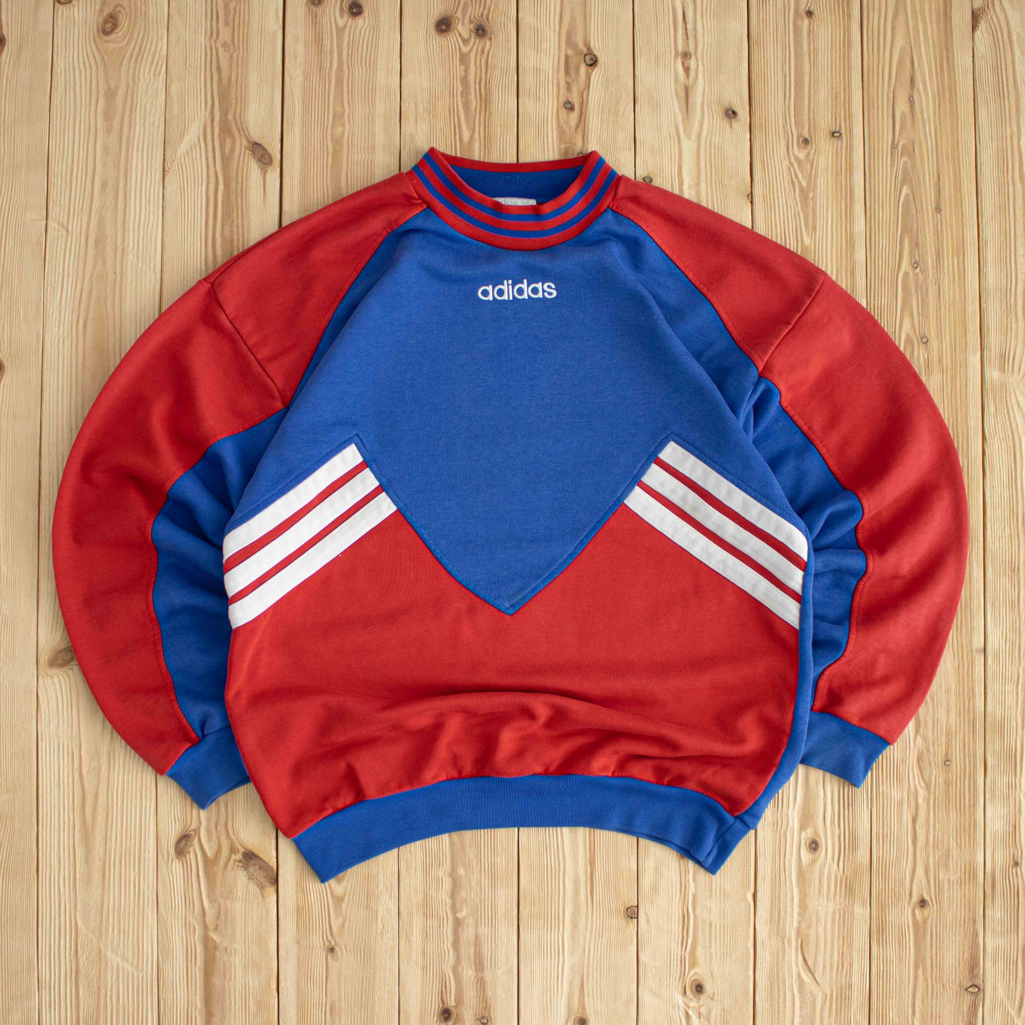 (M) Adidas Vintage Side Stripe Embroidered Sweatshirt Blue