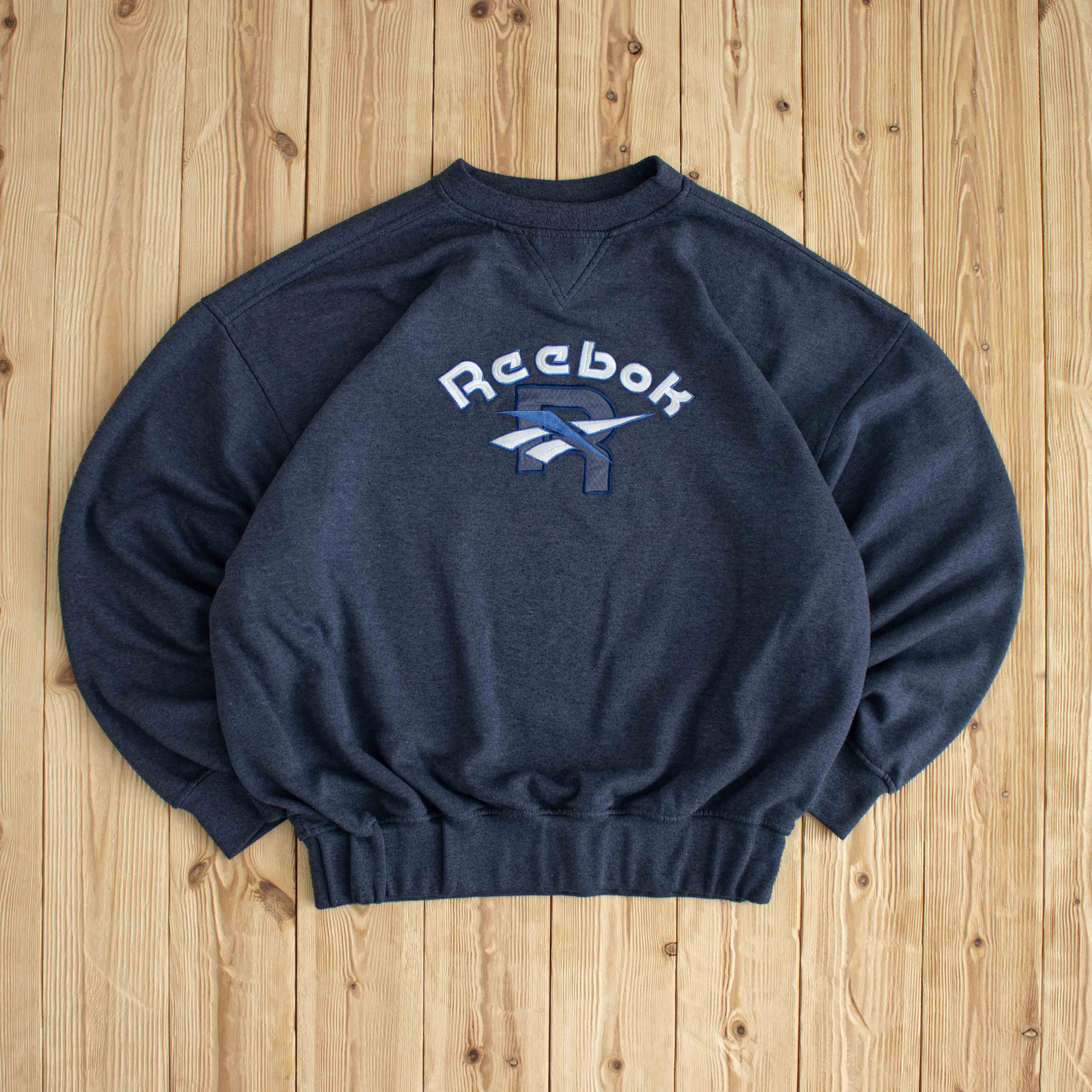 (M/L) Reebok Vintage Embroidered Sweatshirt Blue