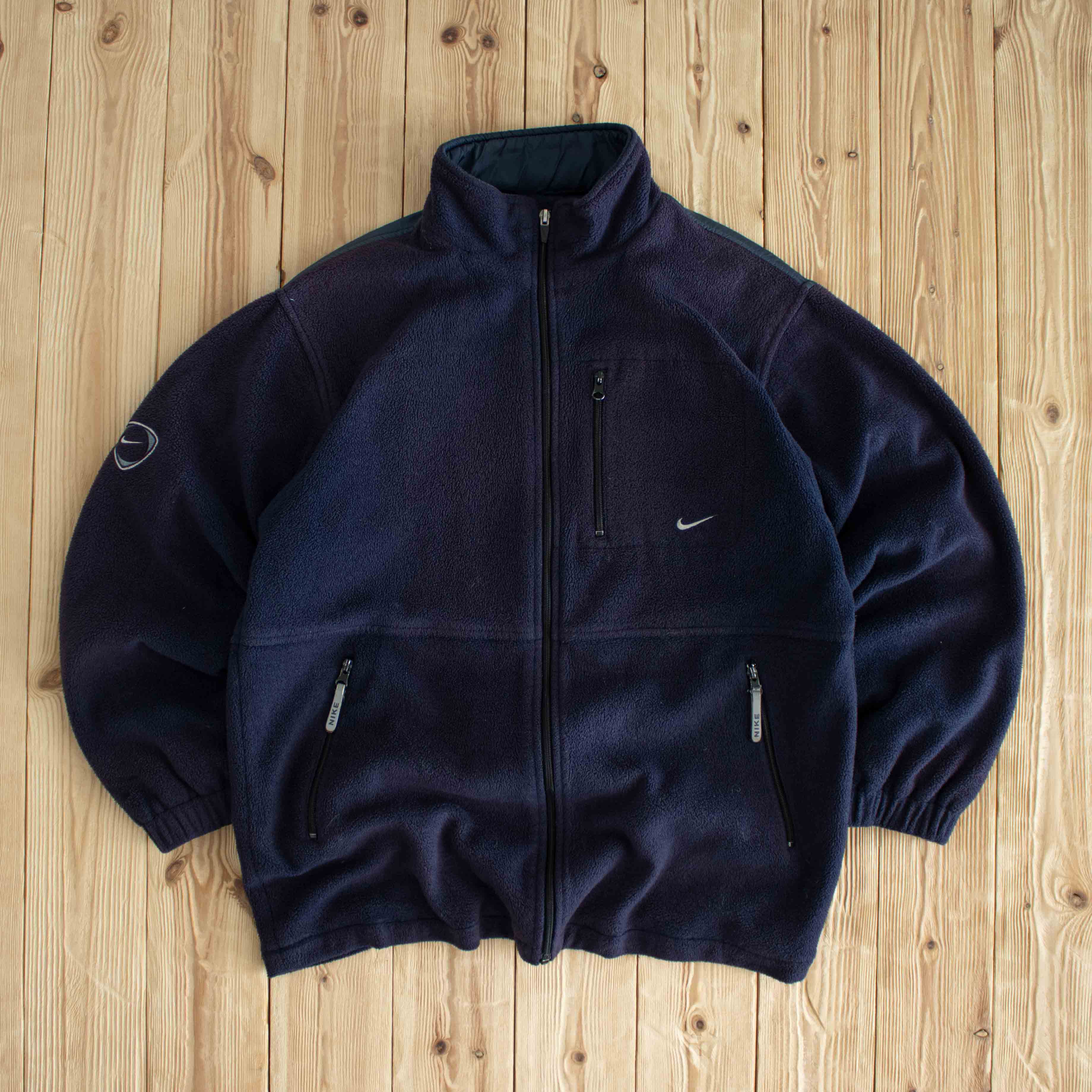 (L) Nike Vintage Embroidered Fleece Quarter-Zip Blue
