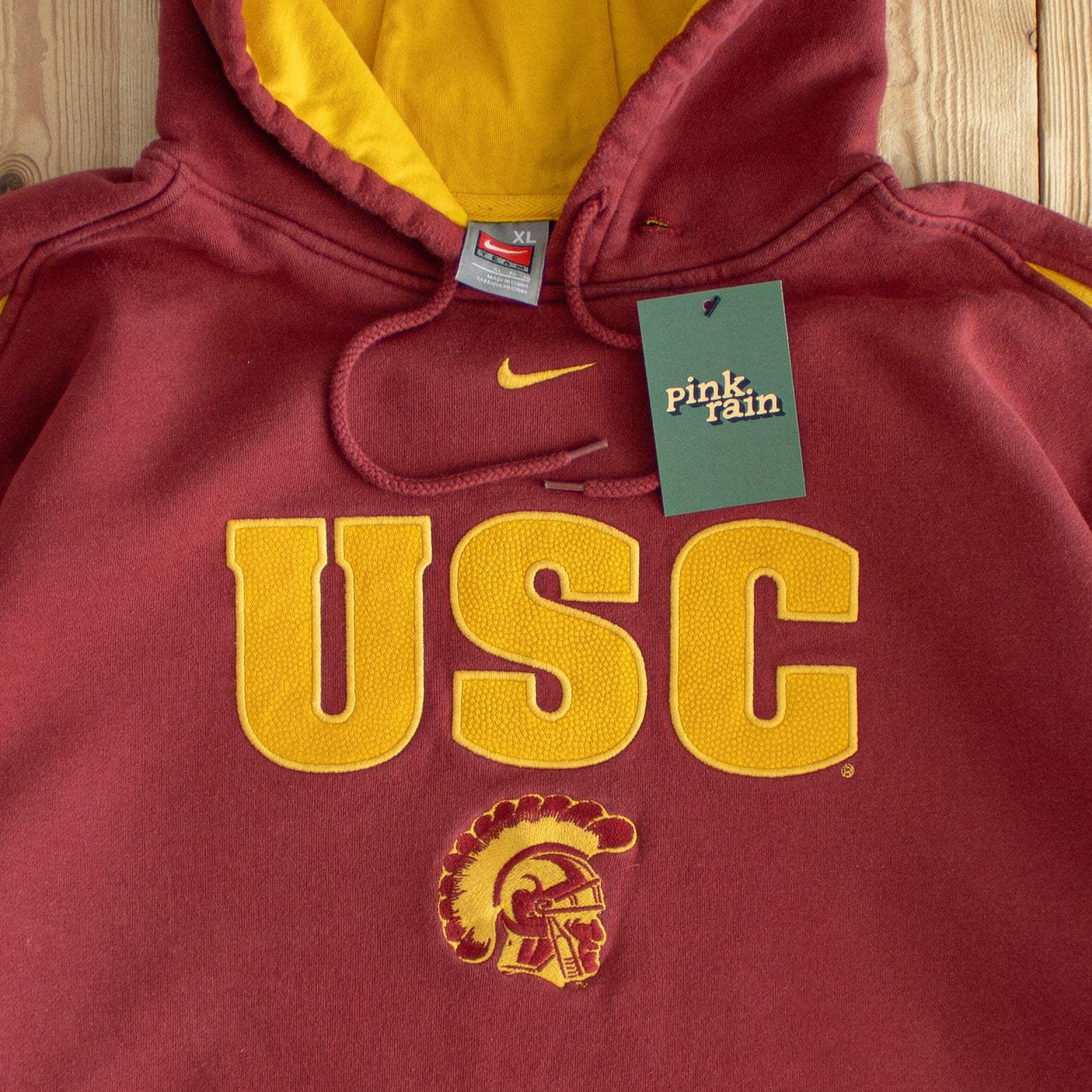 (XL) Nike USC Trojans Vintage Embroidered Hoodie Red