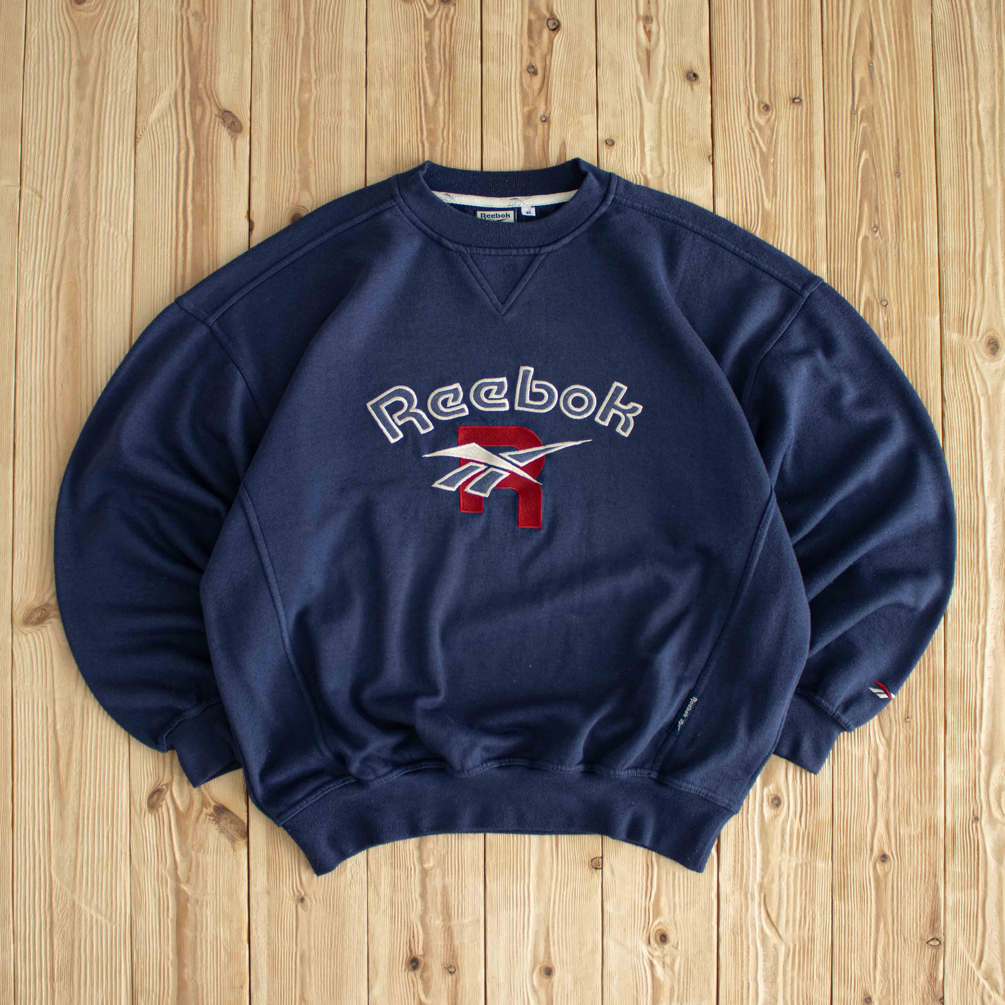(M) Reebok Logo Vintage Embroidered Sweatshirt Blue