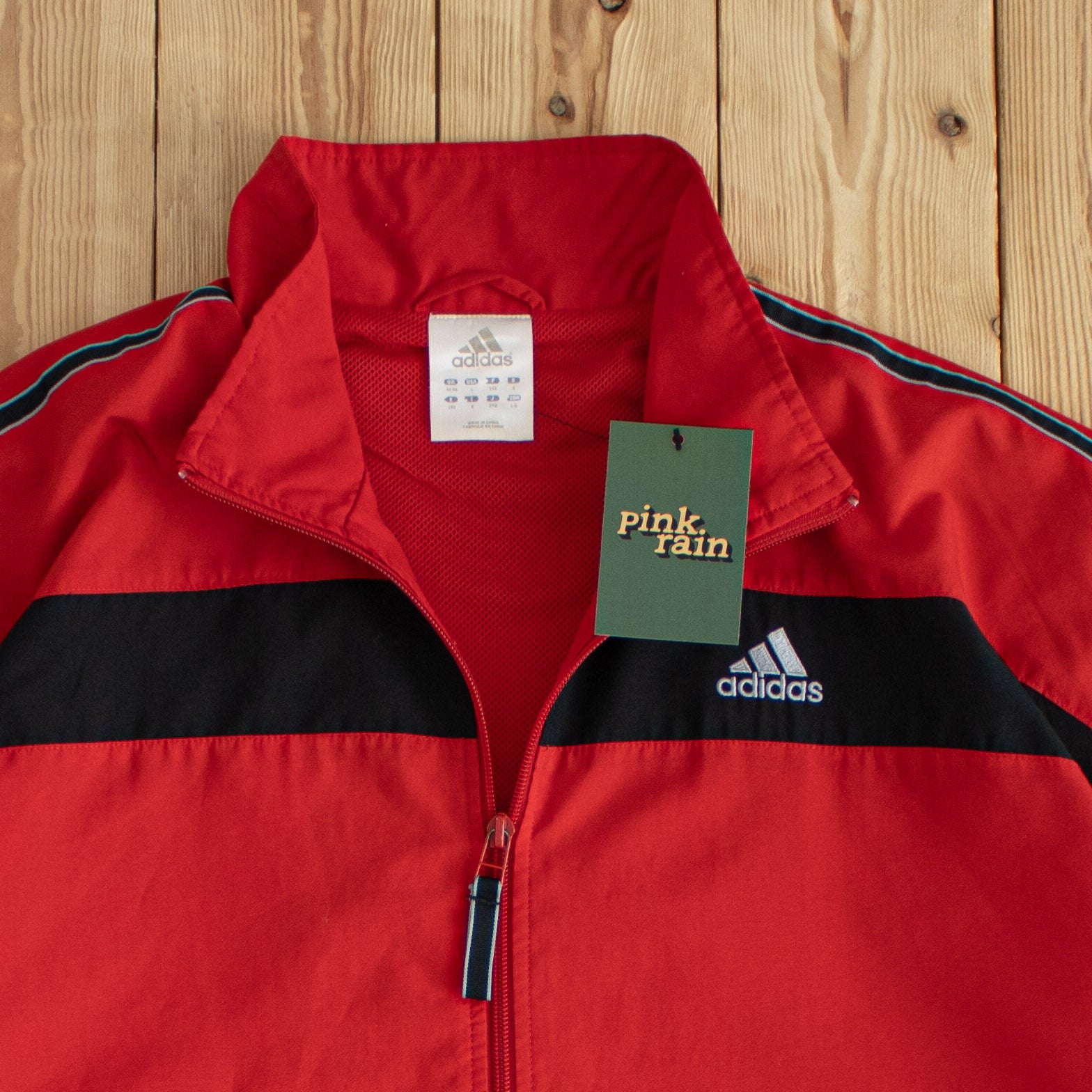 (L) Adidas Vintage Embroidered Jacket Red