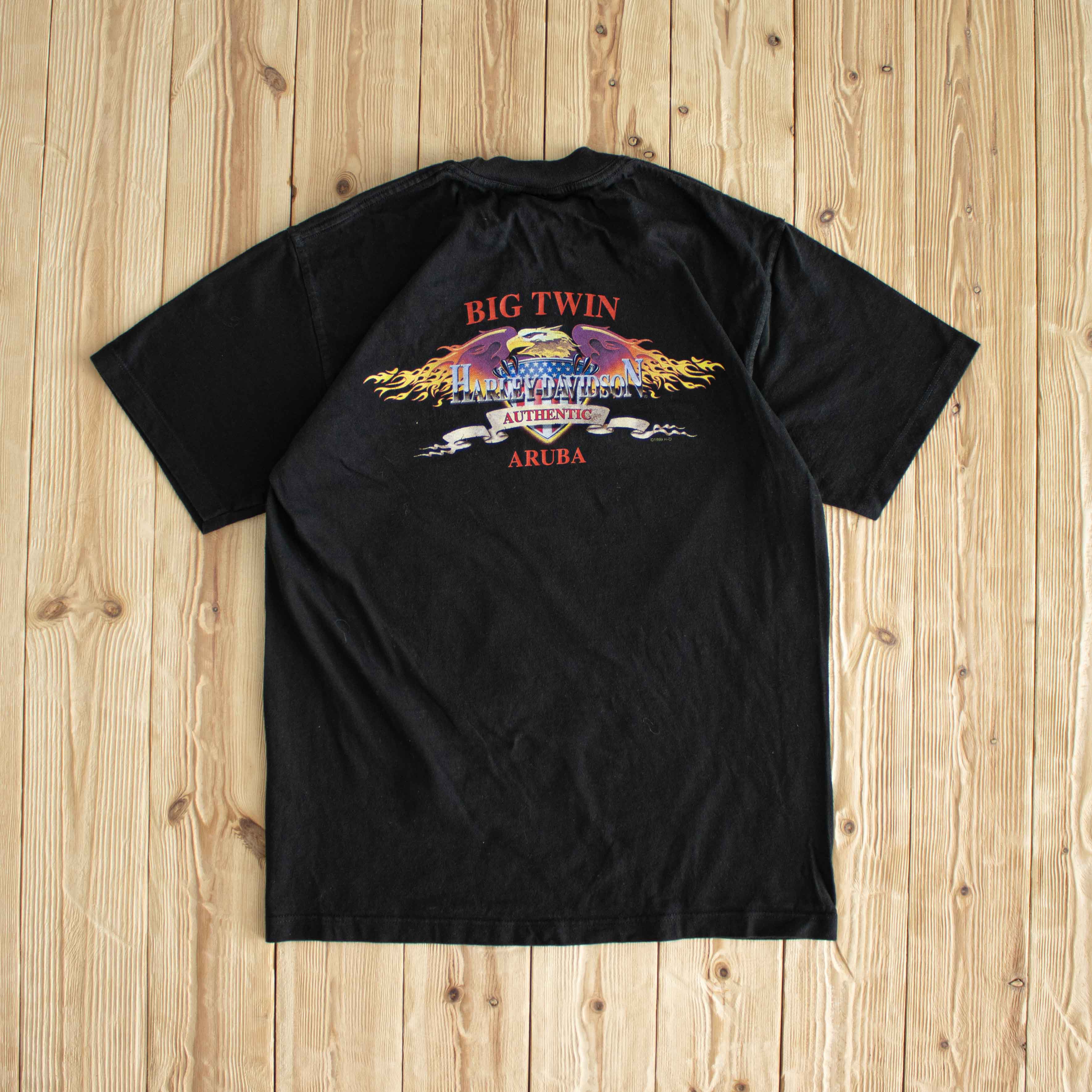 (S/M) 1999 Harley Davidson Big Twin Aruba Vintage T-Shirt Black