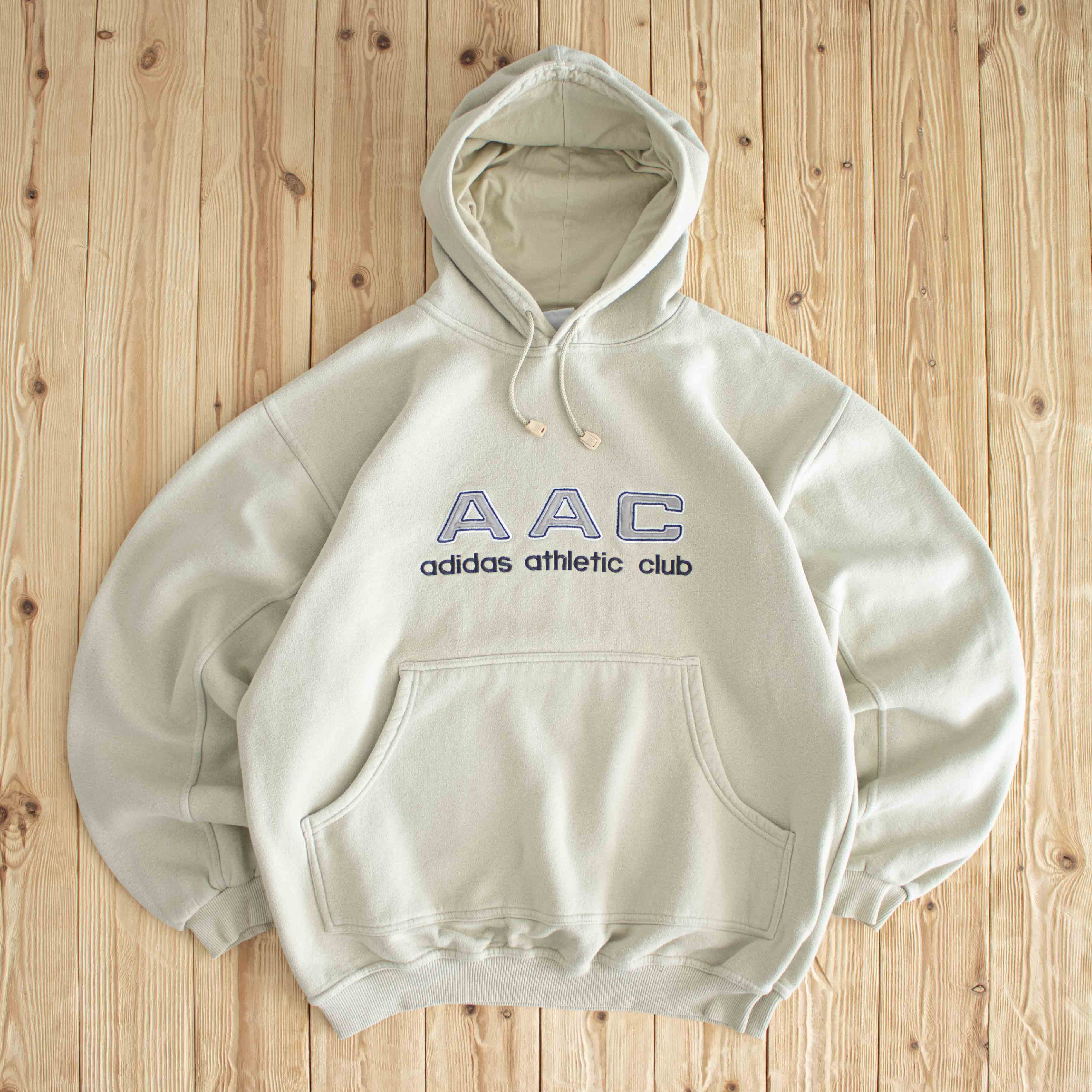 (XL) Adidas Vintage Athletic Club Embroidered Hoodie Beige