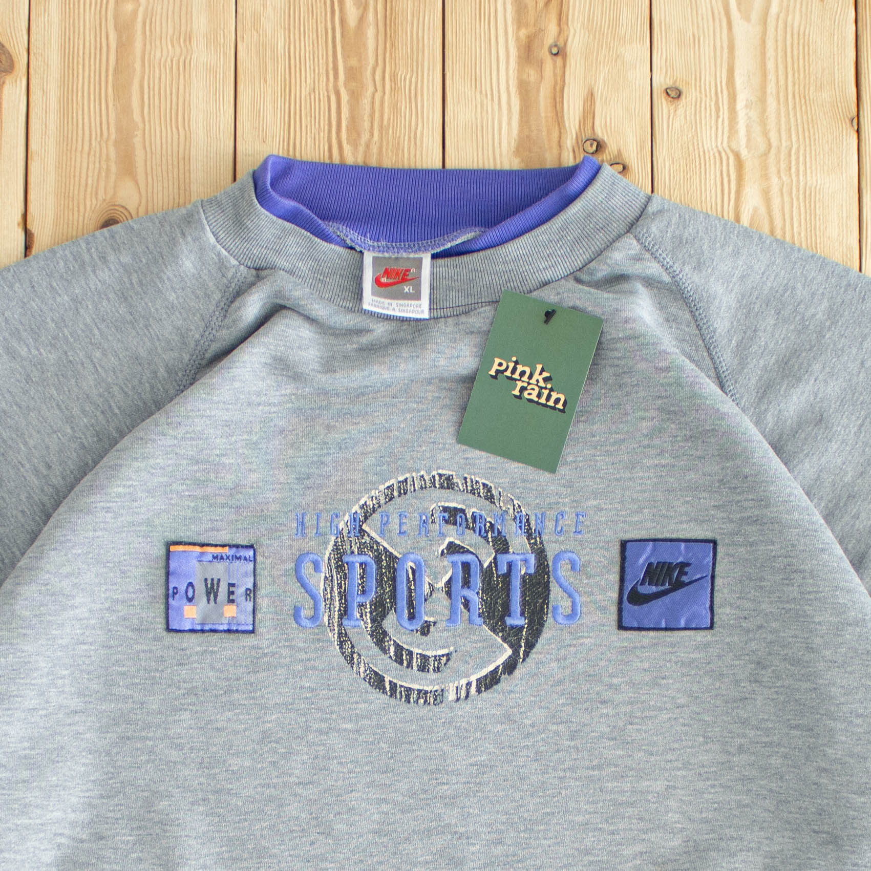 (L) Nike Vintage High Performance Sports Embroidered Sweatshirt Gray