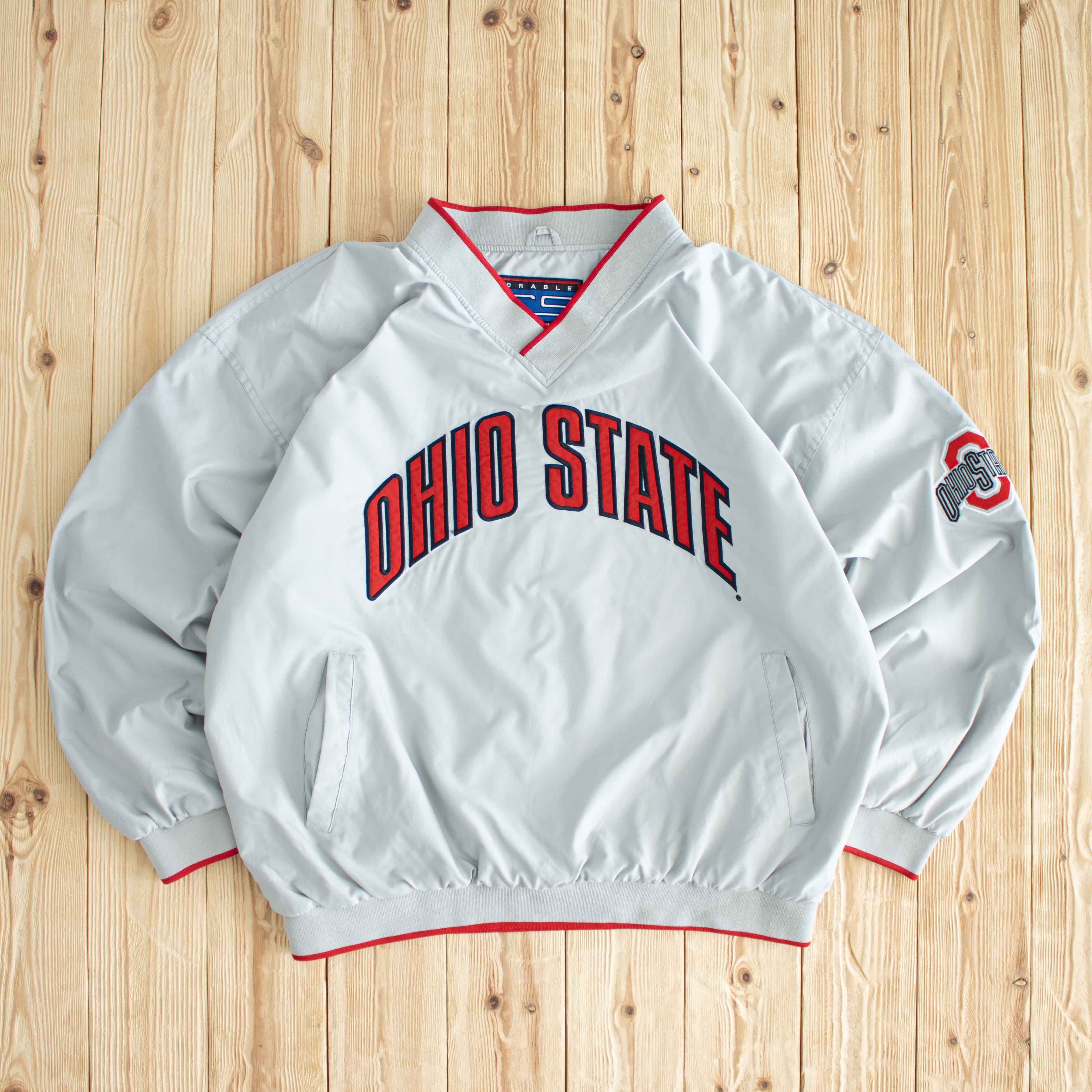 (XL) Crable Sportswear Ohio State Vintage Embroidered Windbreaker Gray