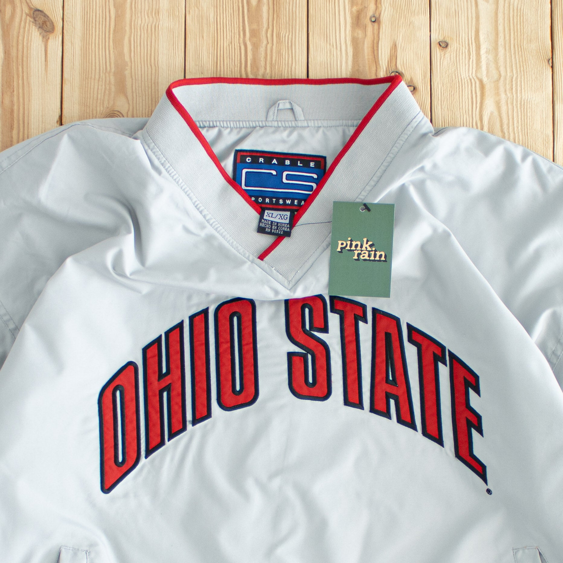 (XL) Crable Sportswear Ohio State Vintage Embroidered Windbreaker Gray