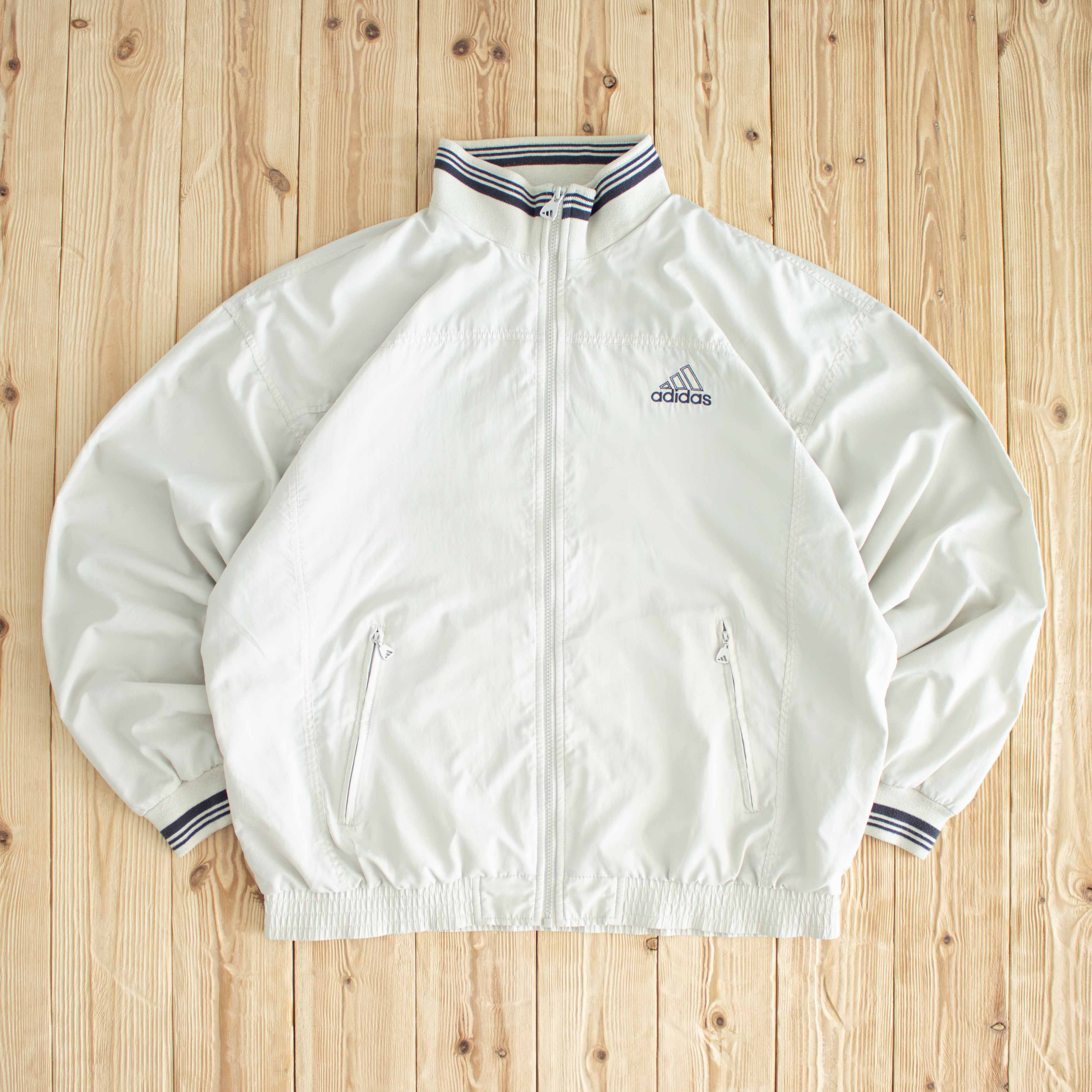 (L/XL) Adidas Vintage Essential Embroidered Jacket Beige