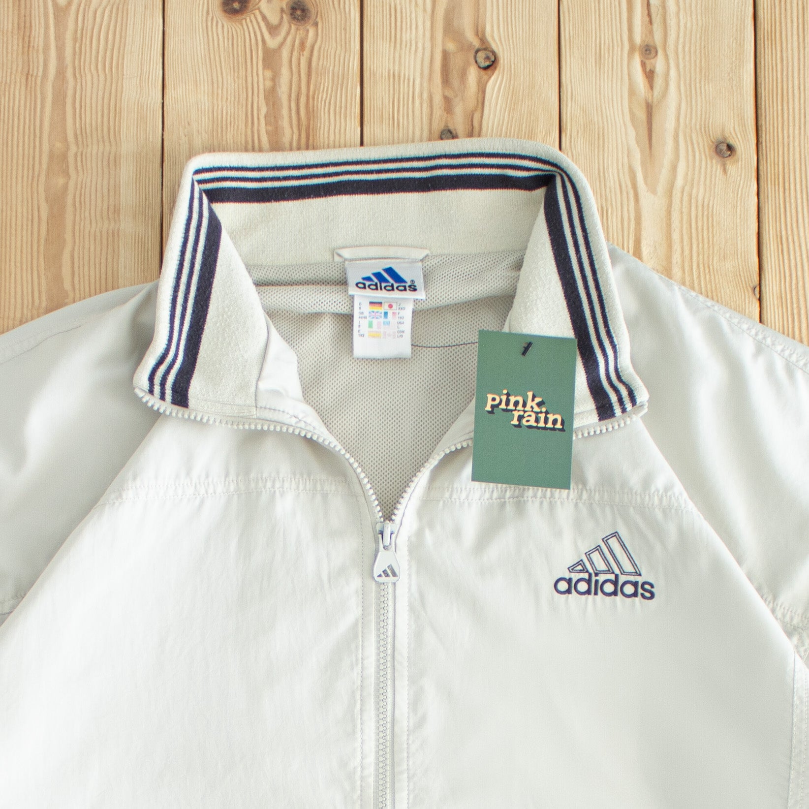 (L/XL) Adidas Vintage Essential Embroidered Jacket Beige