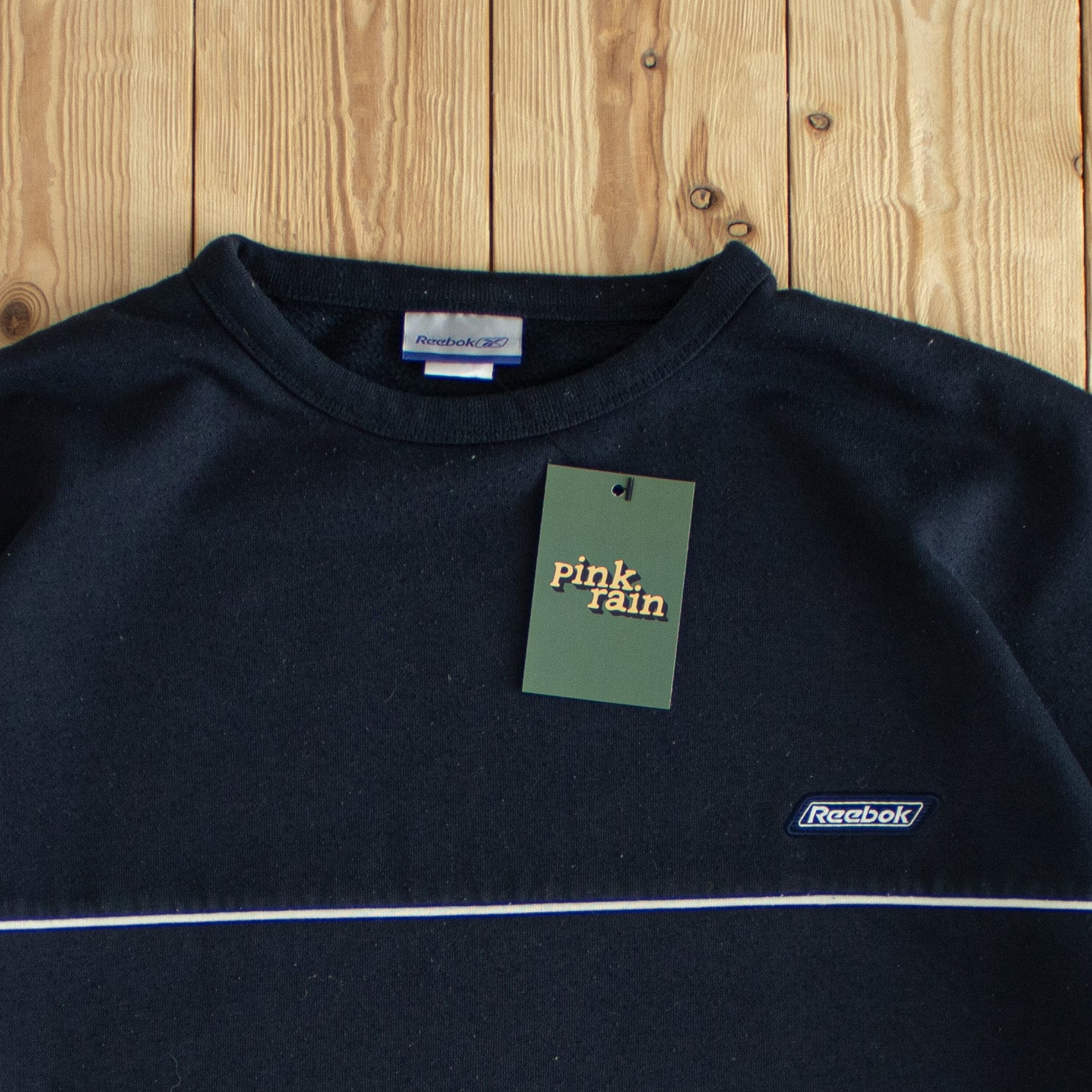 (L/XL) Reebok Vintage Embroidered Sweatshirt Blue