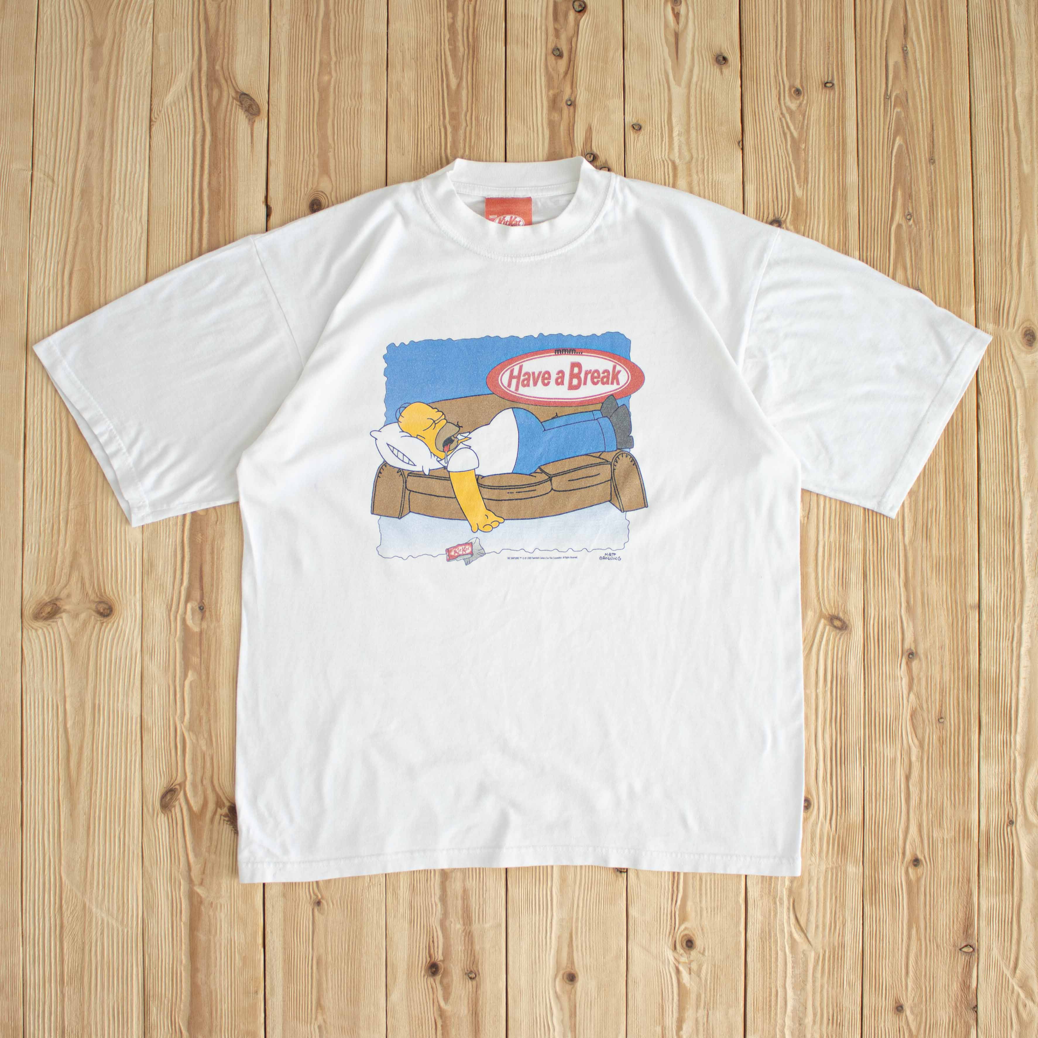 (M) 2000 KitKat & The Simpsons Vintage T-Shirt White