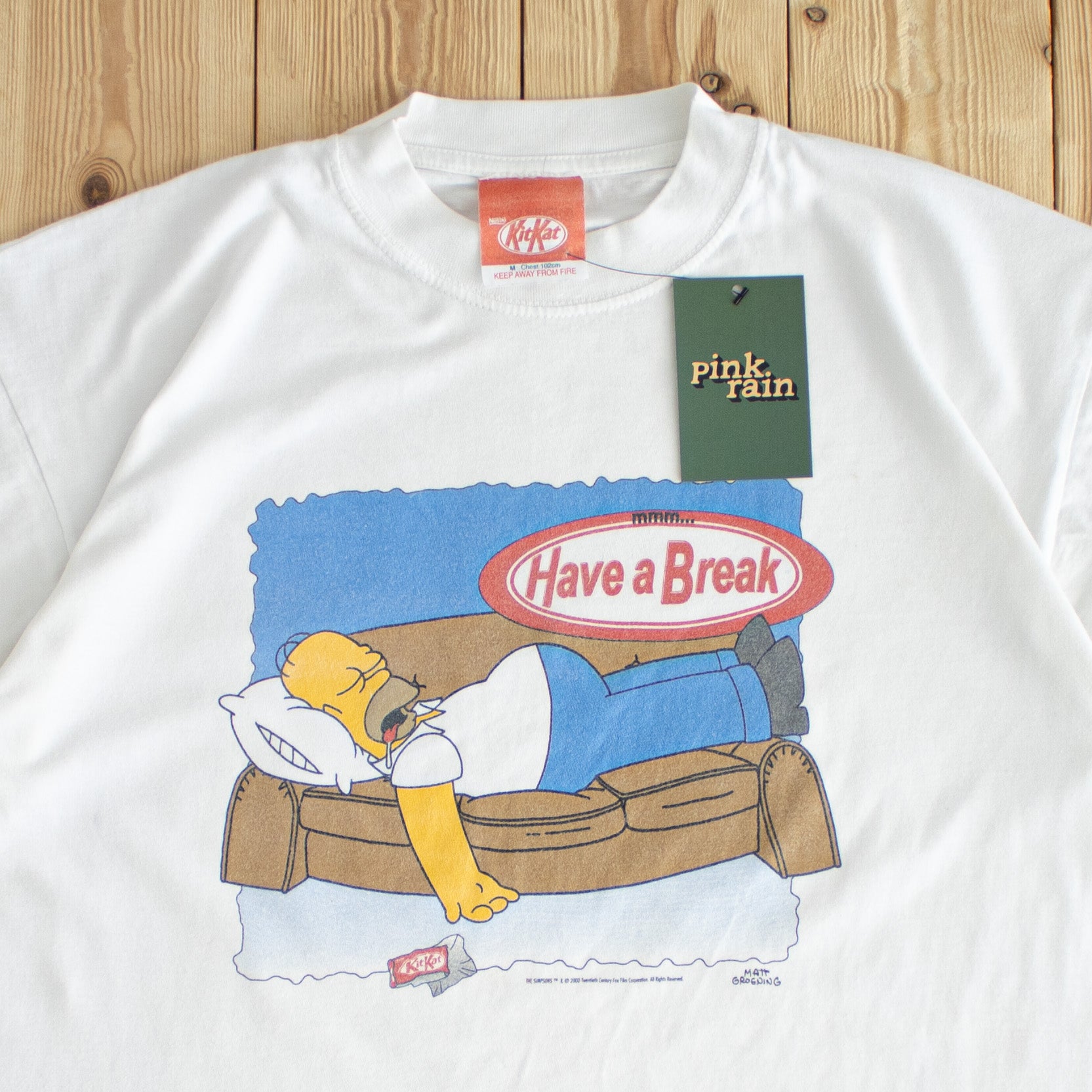(M) 2000 KitKat & The Simpsons Vintage T-Shirt White