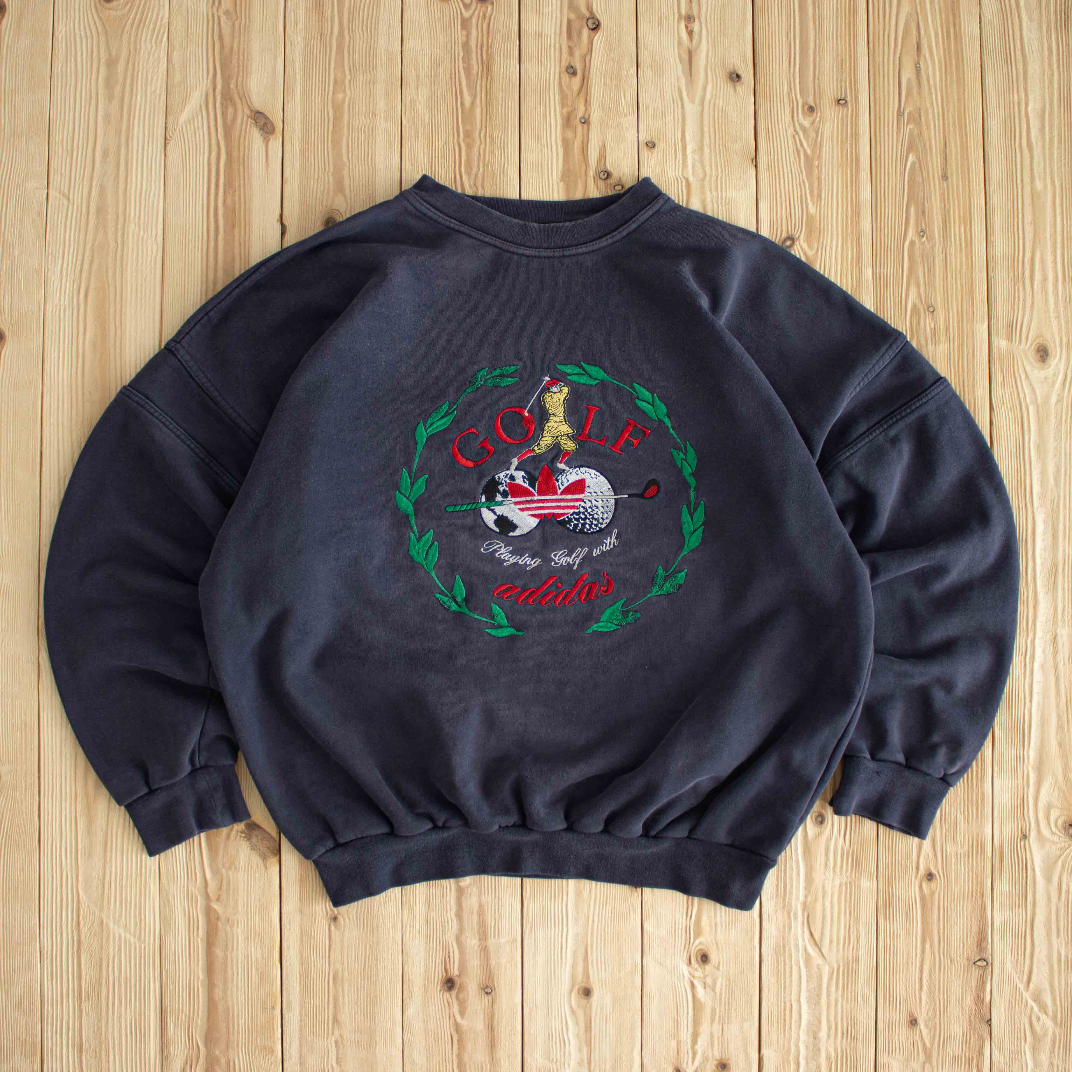 (L) Adidas Golf Vintage Embroidered Sweatshirt Blue