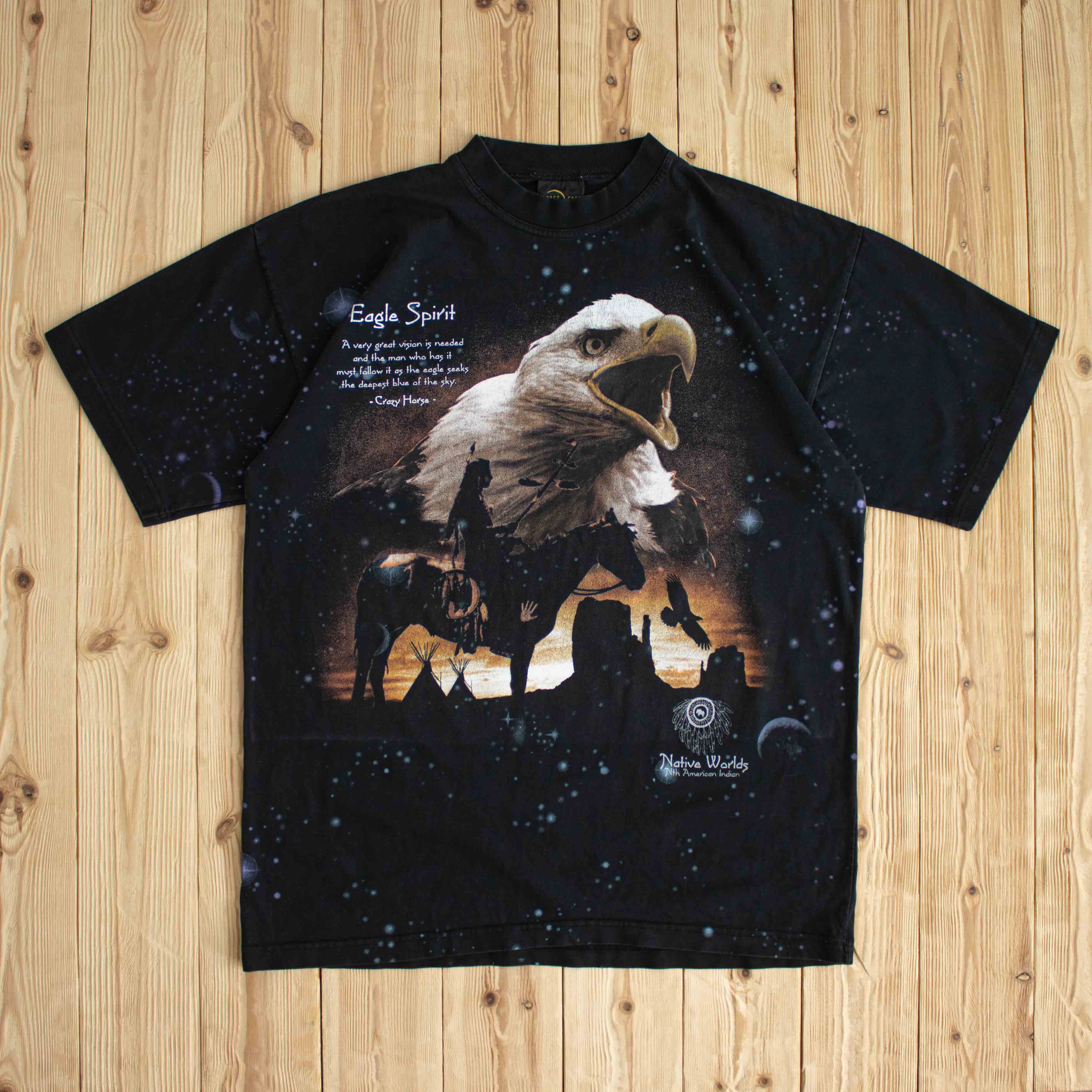 (XL) Native Worlds Eagle Spirit Vintage T-Shirt Black