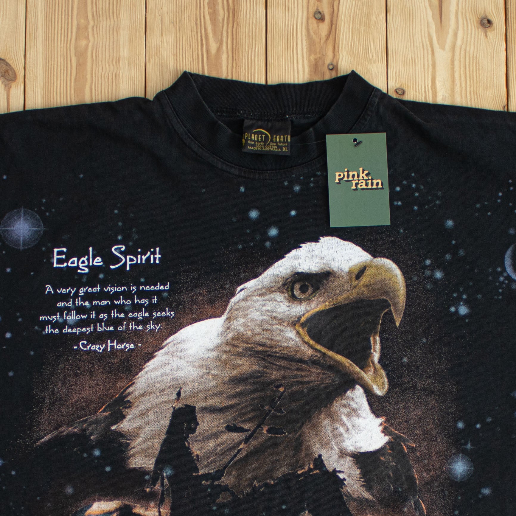(XL) Native Worlds Eagle Spirit Vintage T-Shirt Black
