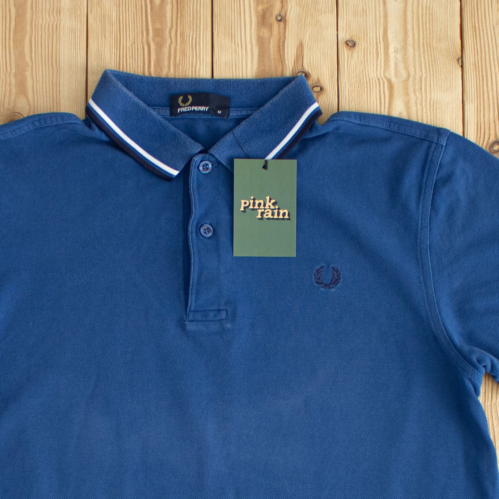 (M) Fred Perry Vintage Embroidered Polo Shirt Blue