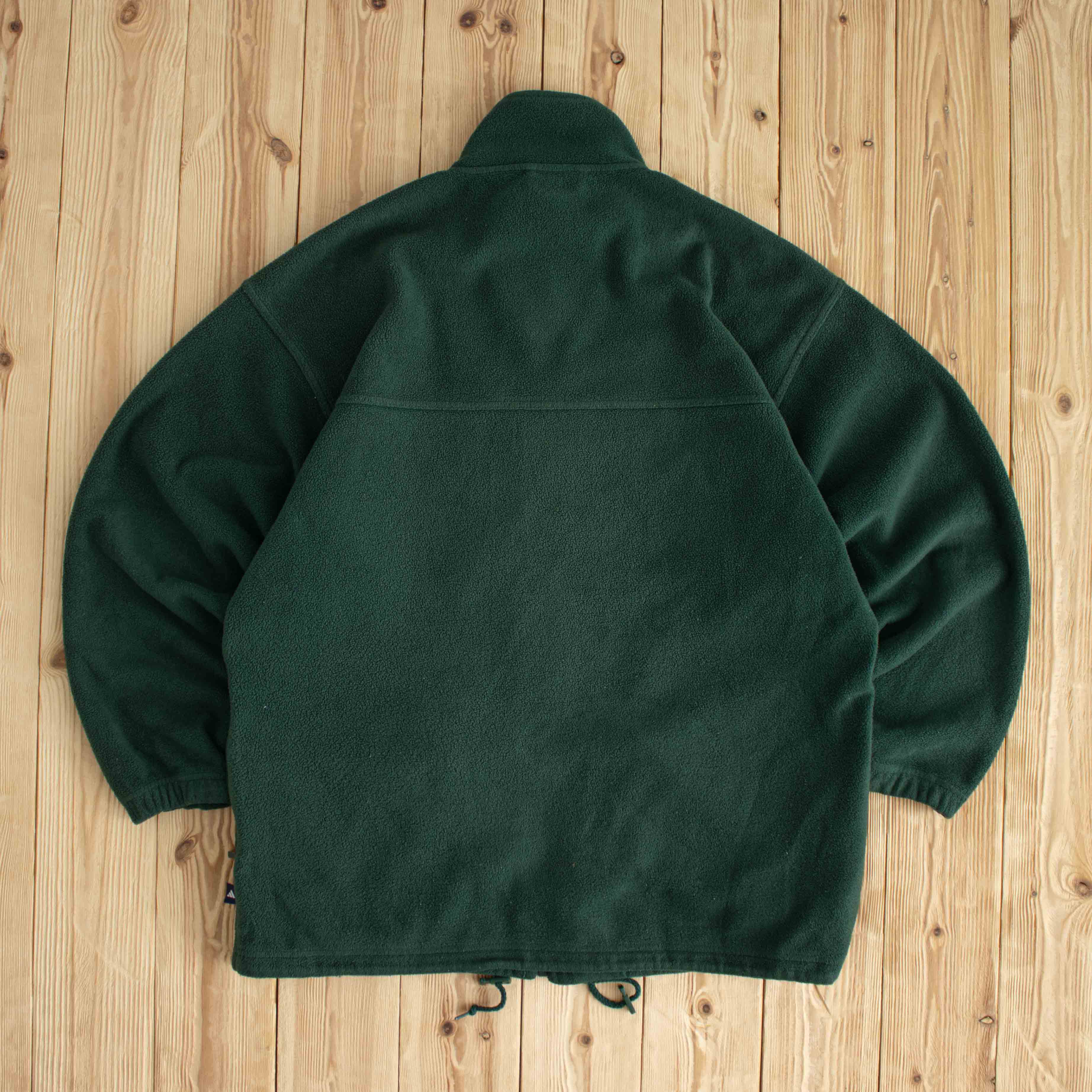 (L) Adidas Vintage Embroidered Fleece Full-Zip Sweatshirt Green