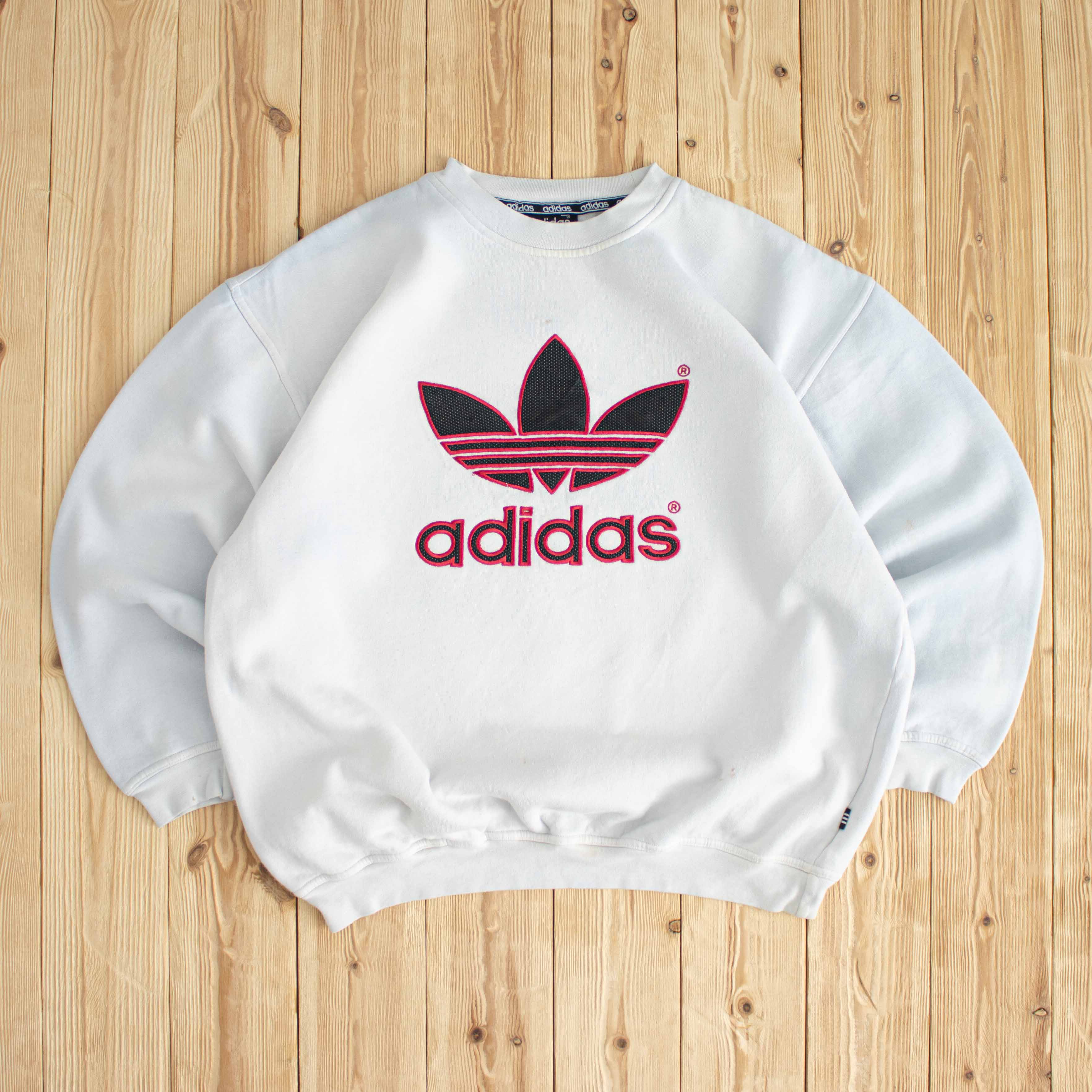 (M) Adidas Vintage Embroidered Sweatshirt White