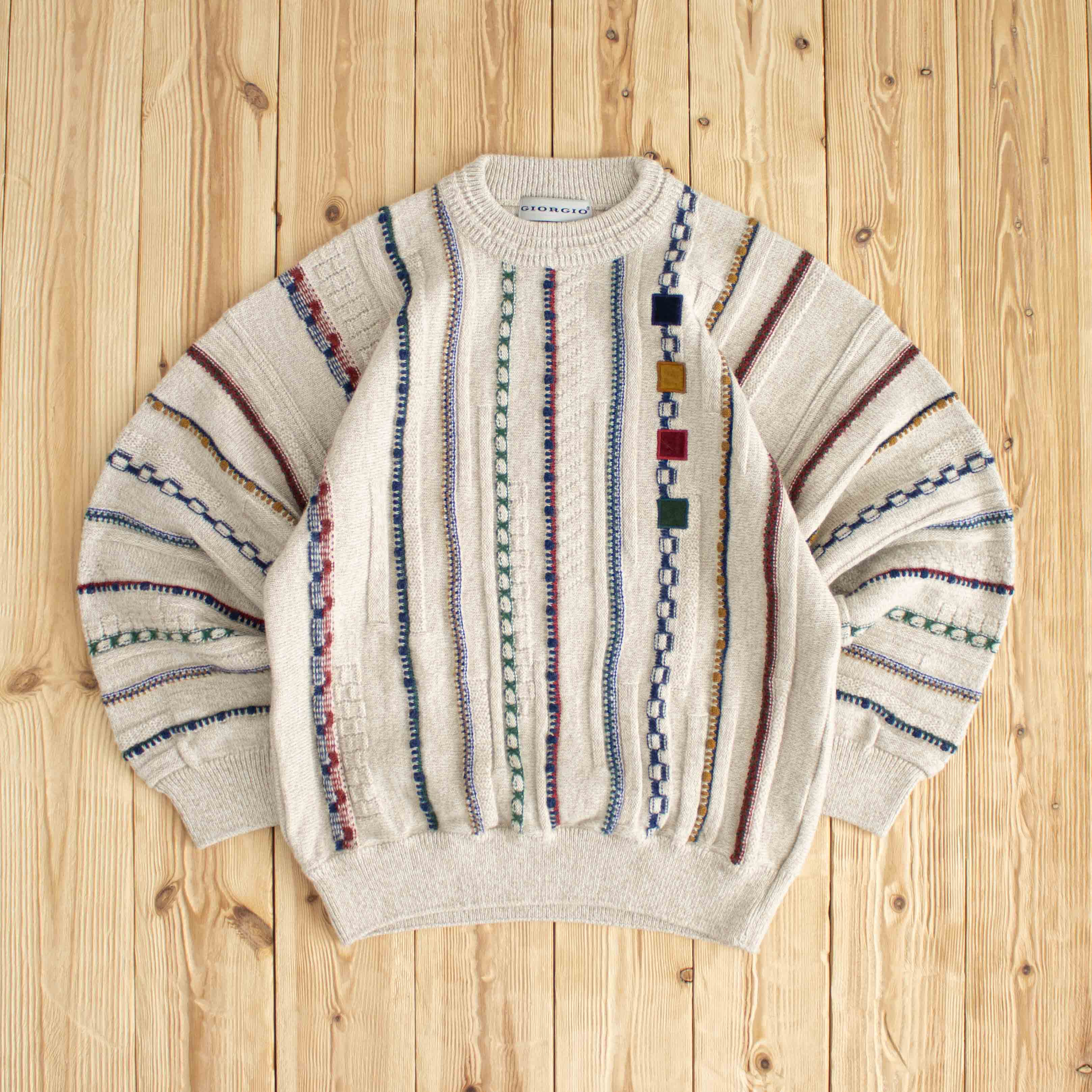 (S) Giorgio Vintage Embroidered Sweater Beige