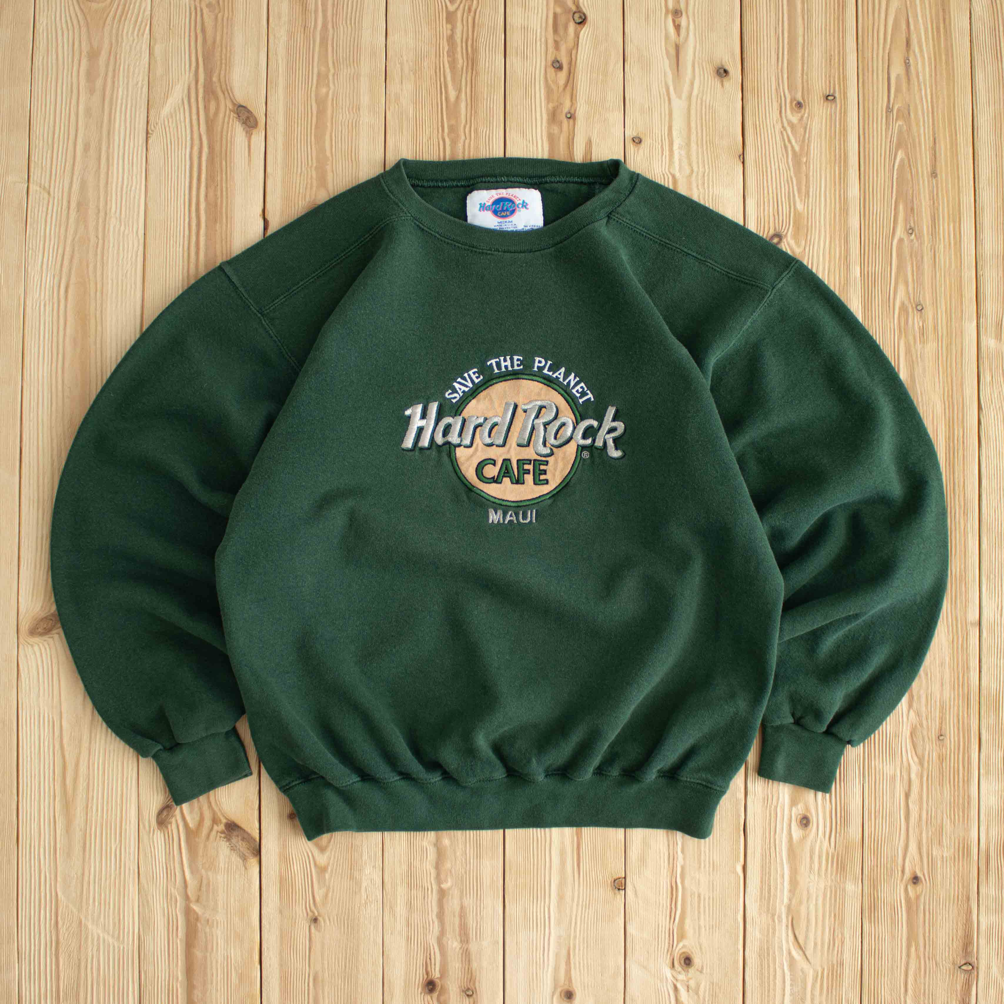 (S) Hard Rock Cafe Maui Vintage Embroidered Sweatshirt Green