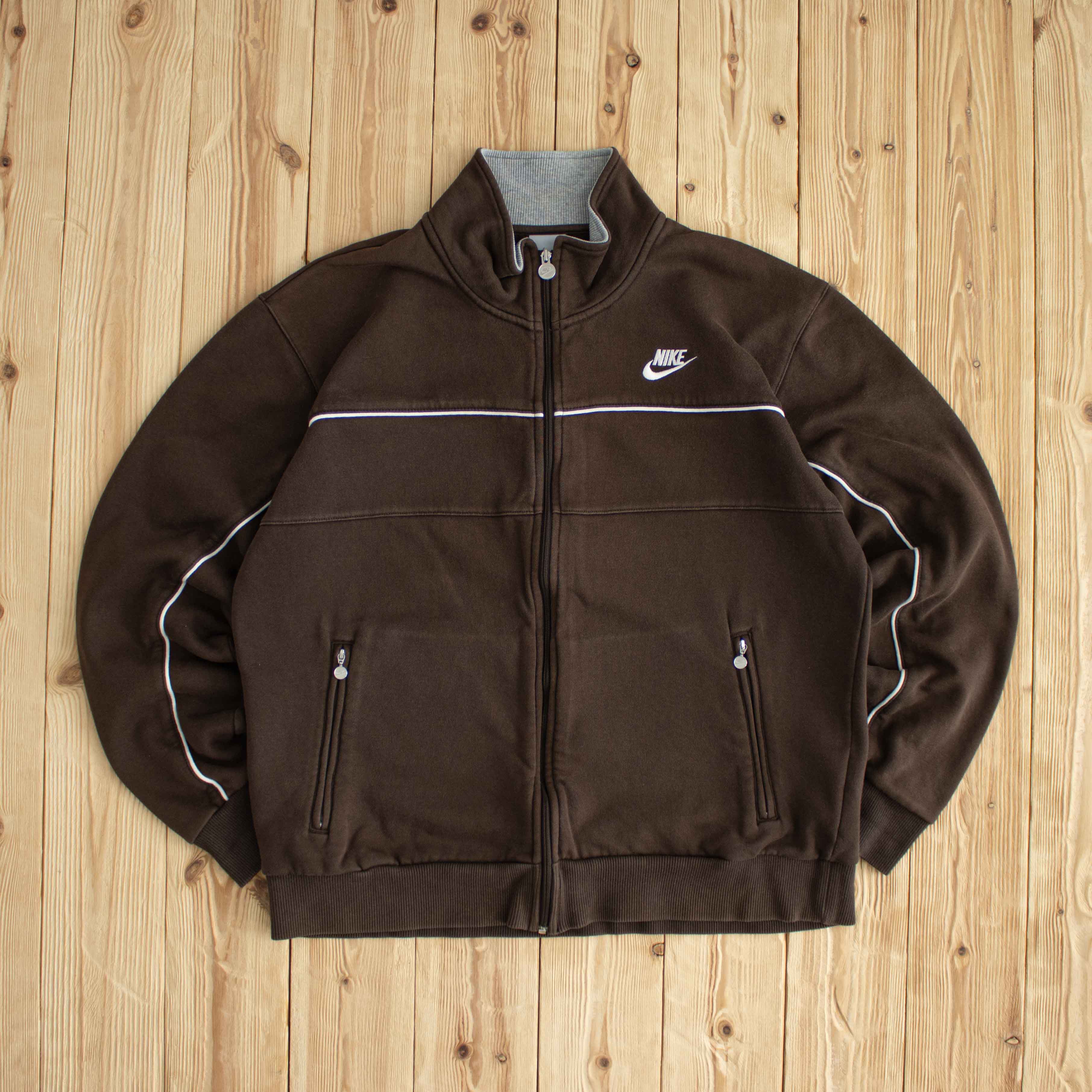 (M) Nike Vintage Full-Zip Embroidered Sweatshirt Brown