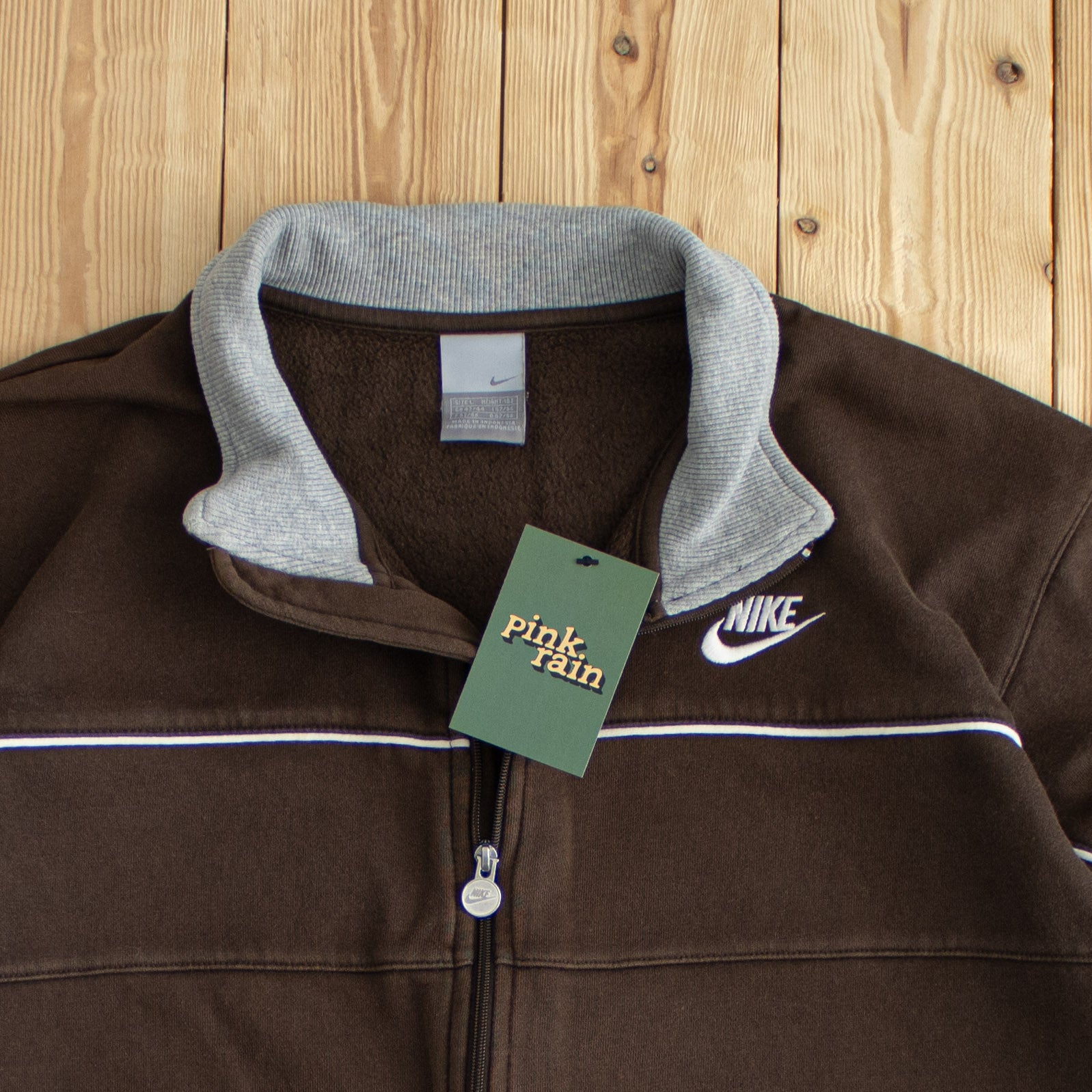 (M) Nike Vintage Full-Zip Embroidered Sweatshirt Brown