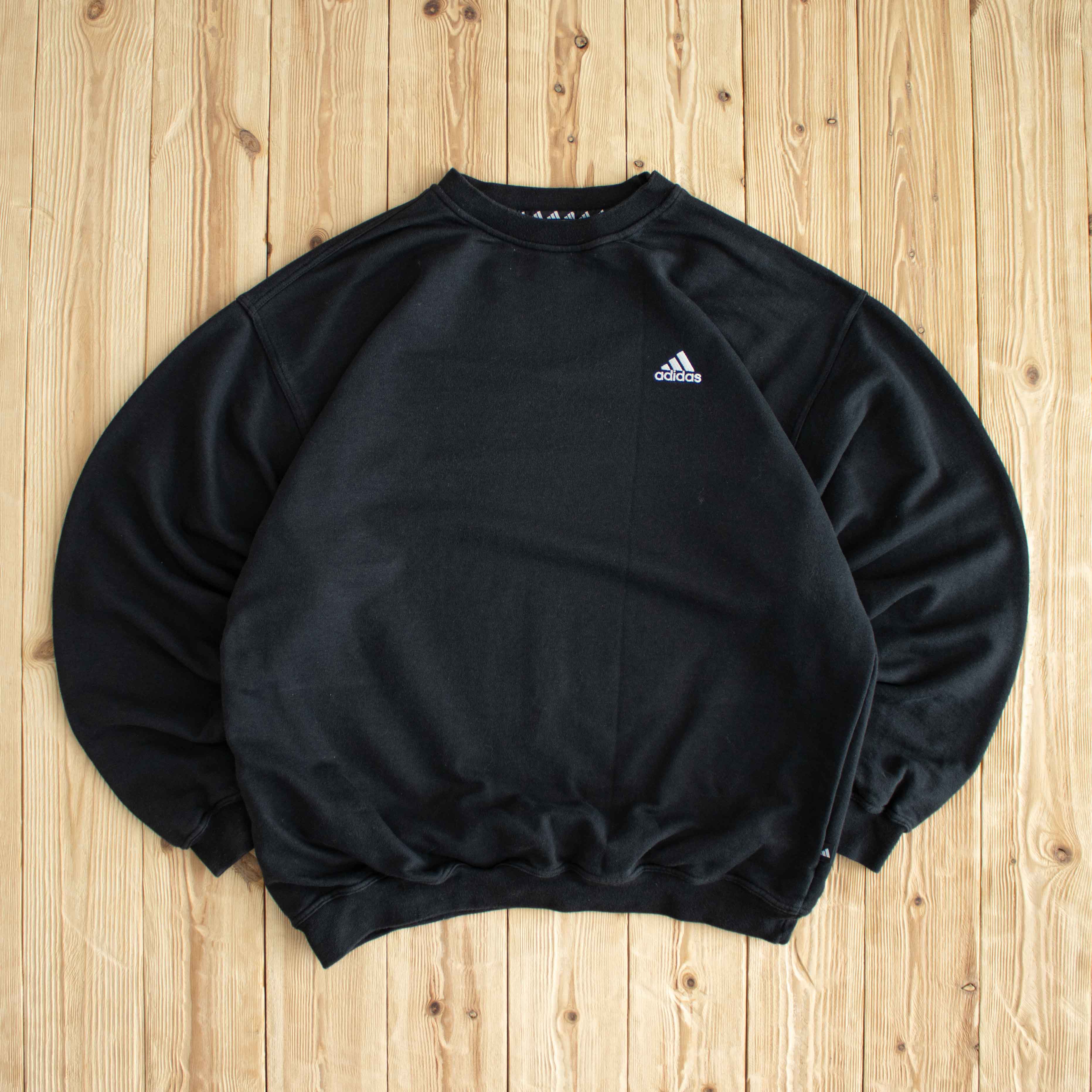(XL) Adidas Vintage Essential Embroidered Sweatshirt Black