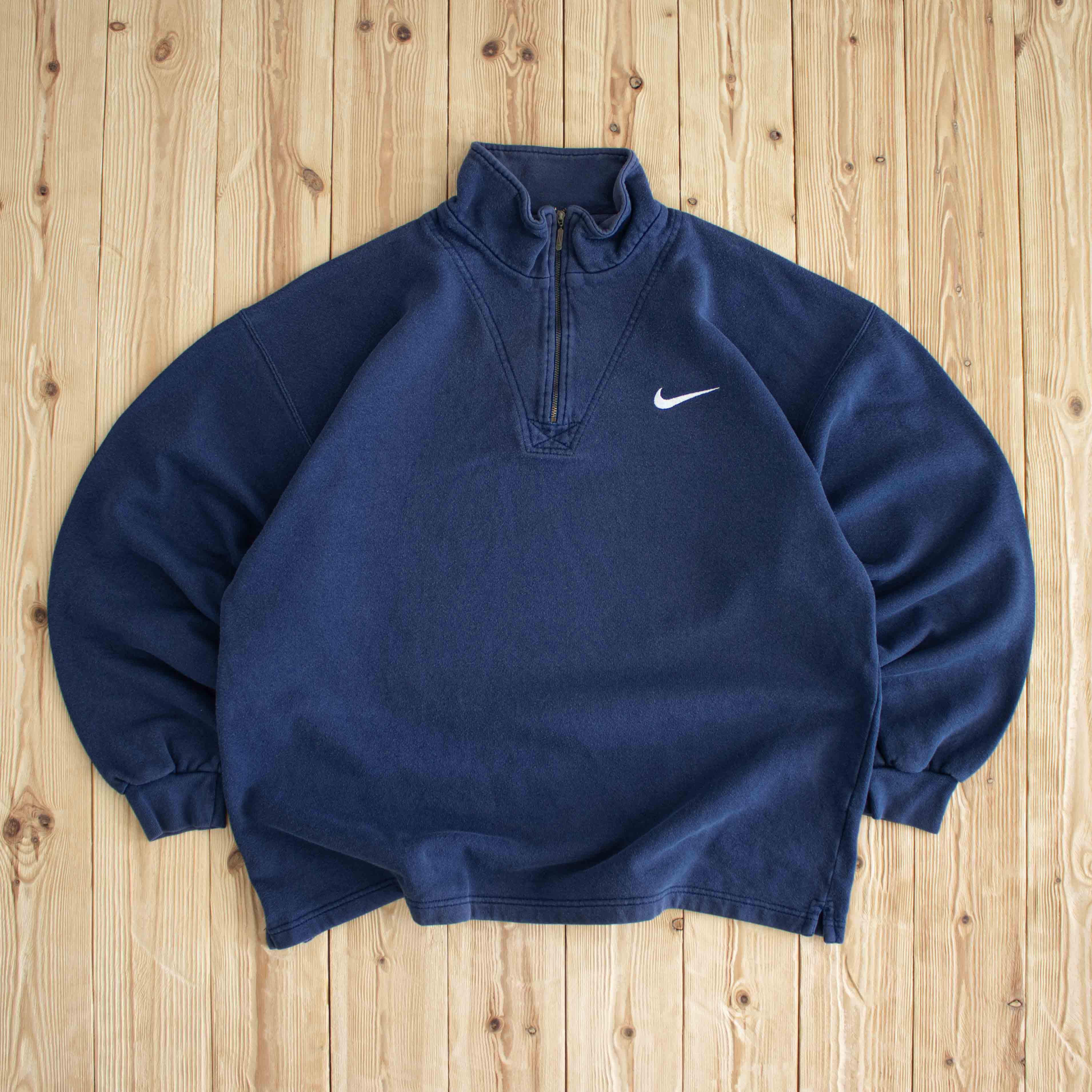 (L) Nike Vintage Essential Embroidered Quarter-Zip Blue