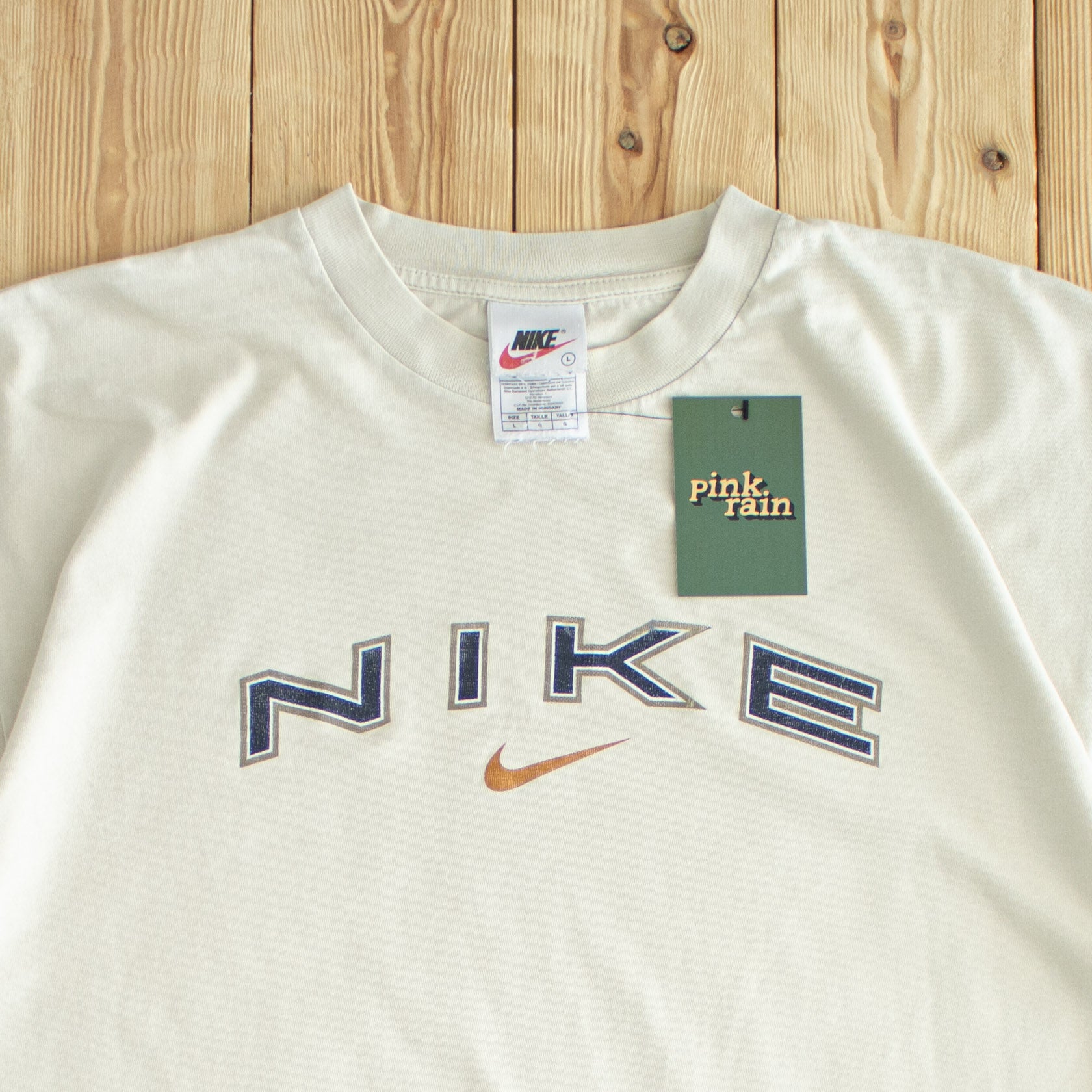 (L) Nike Spell Out Vintage T-Shirt Beige