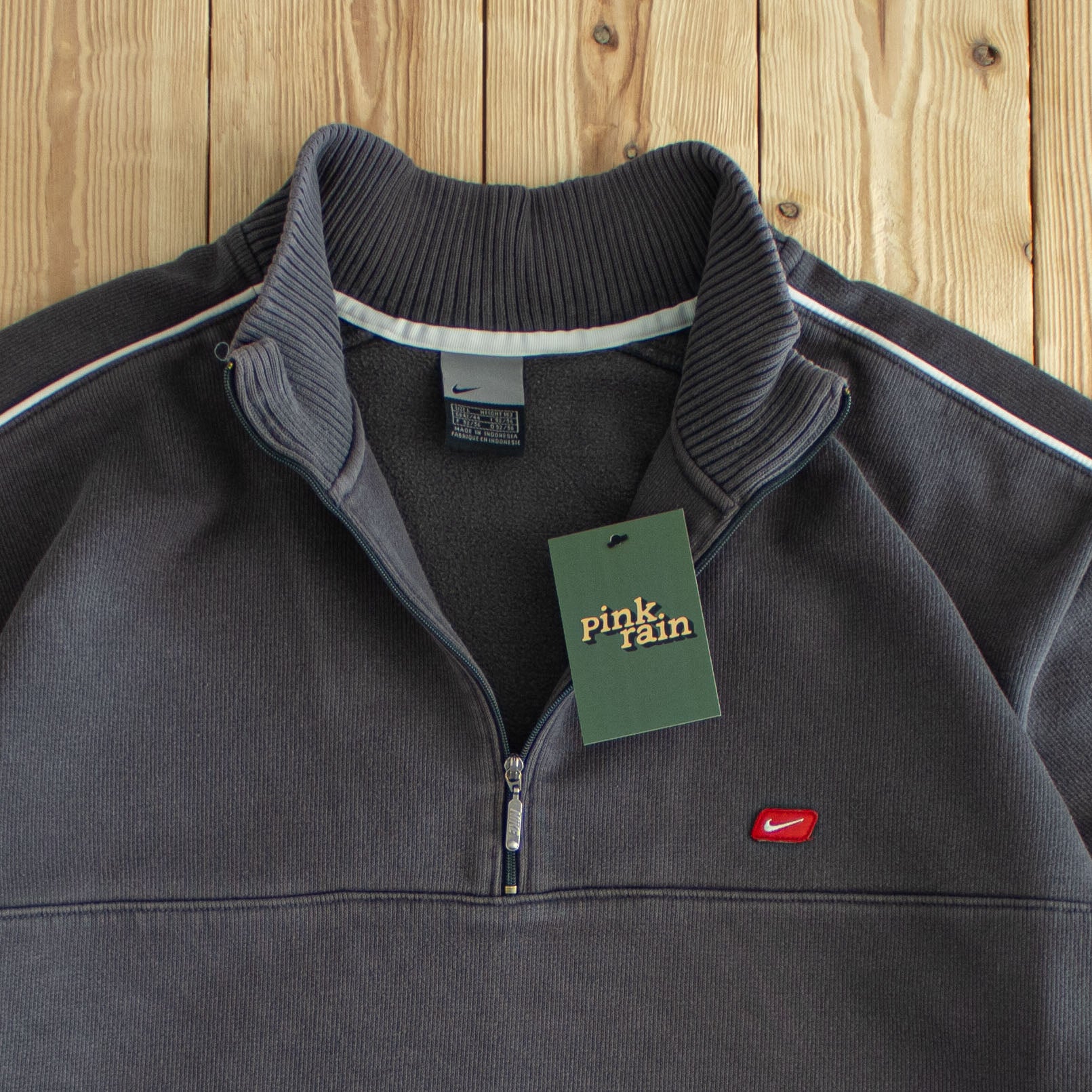 (M/L) Nike Vintage Embroidered Full-Zip Sweatshirt Gray