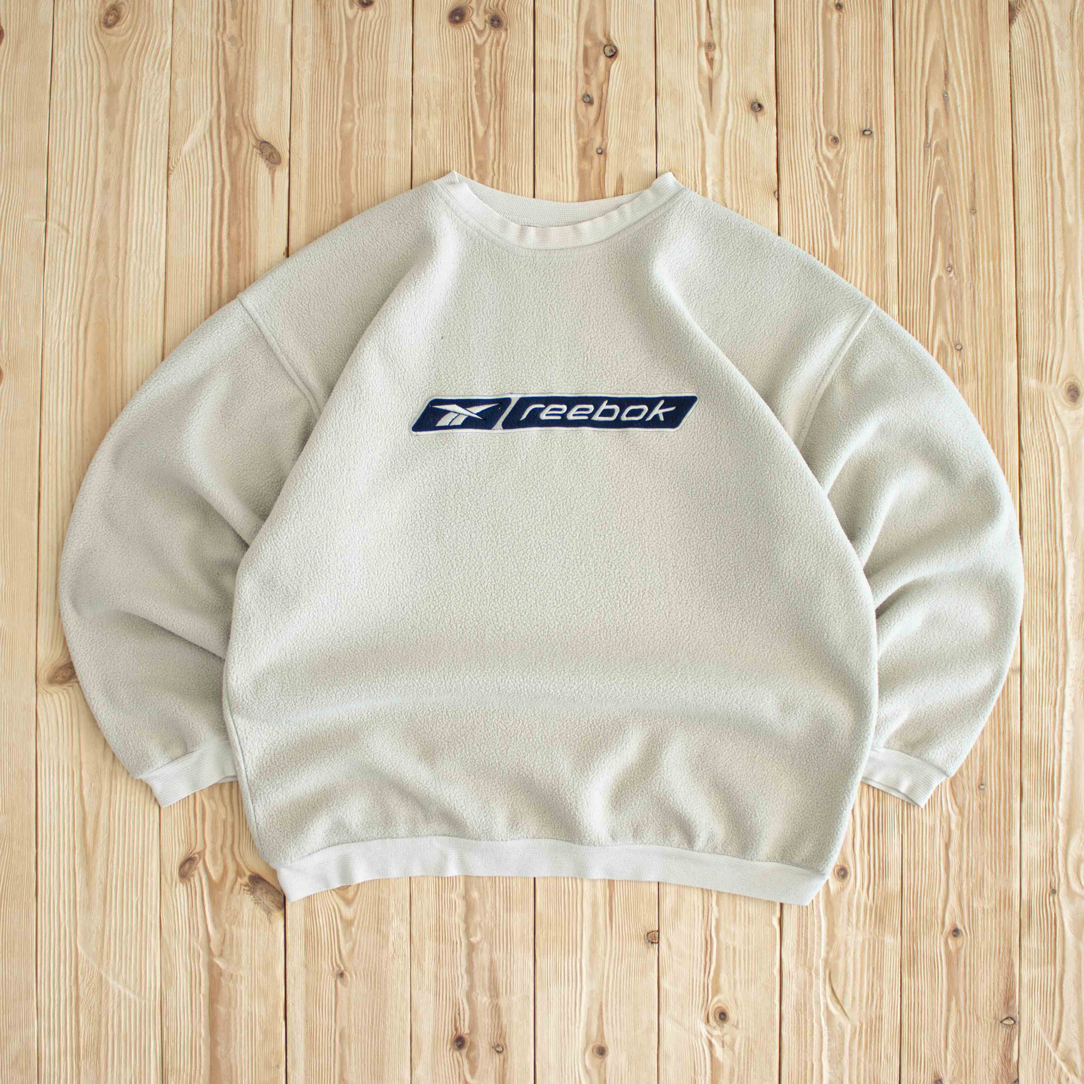 (M) Reebok Vintage Embroidered Fleece Sweatshirt Beige