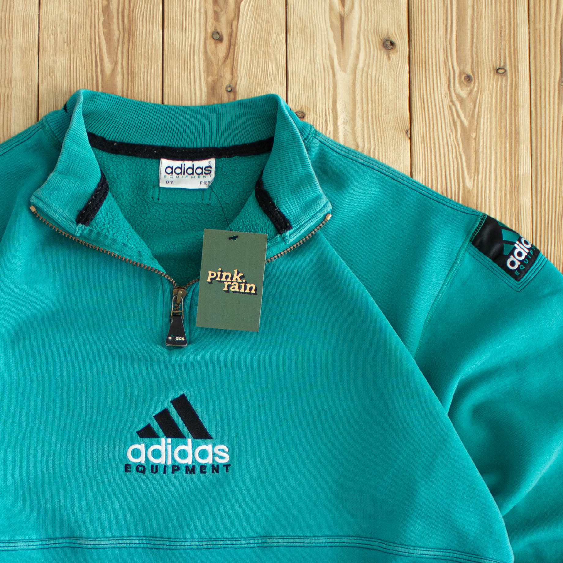 (M) Adidas Equipment Vintage Embroidered Quarter-Zip Blue