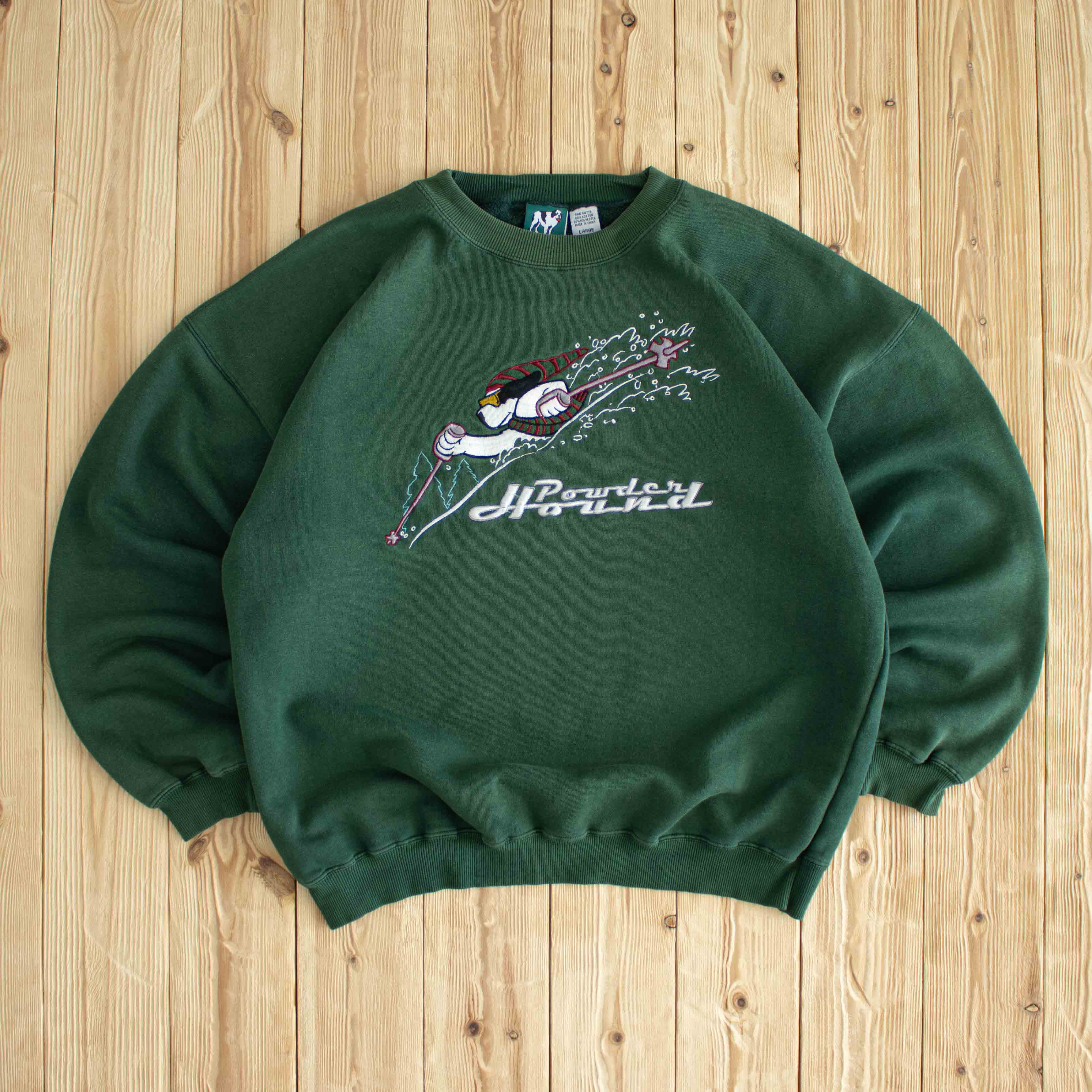 (M) Big Dogs Powder Hound Vintage Embroidered Sweatshirt Green
