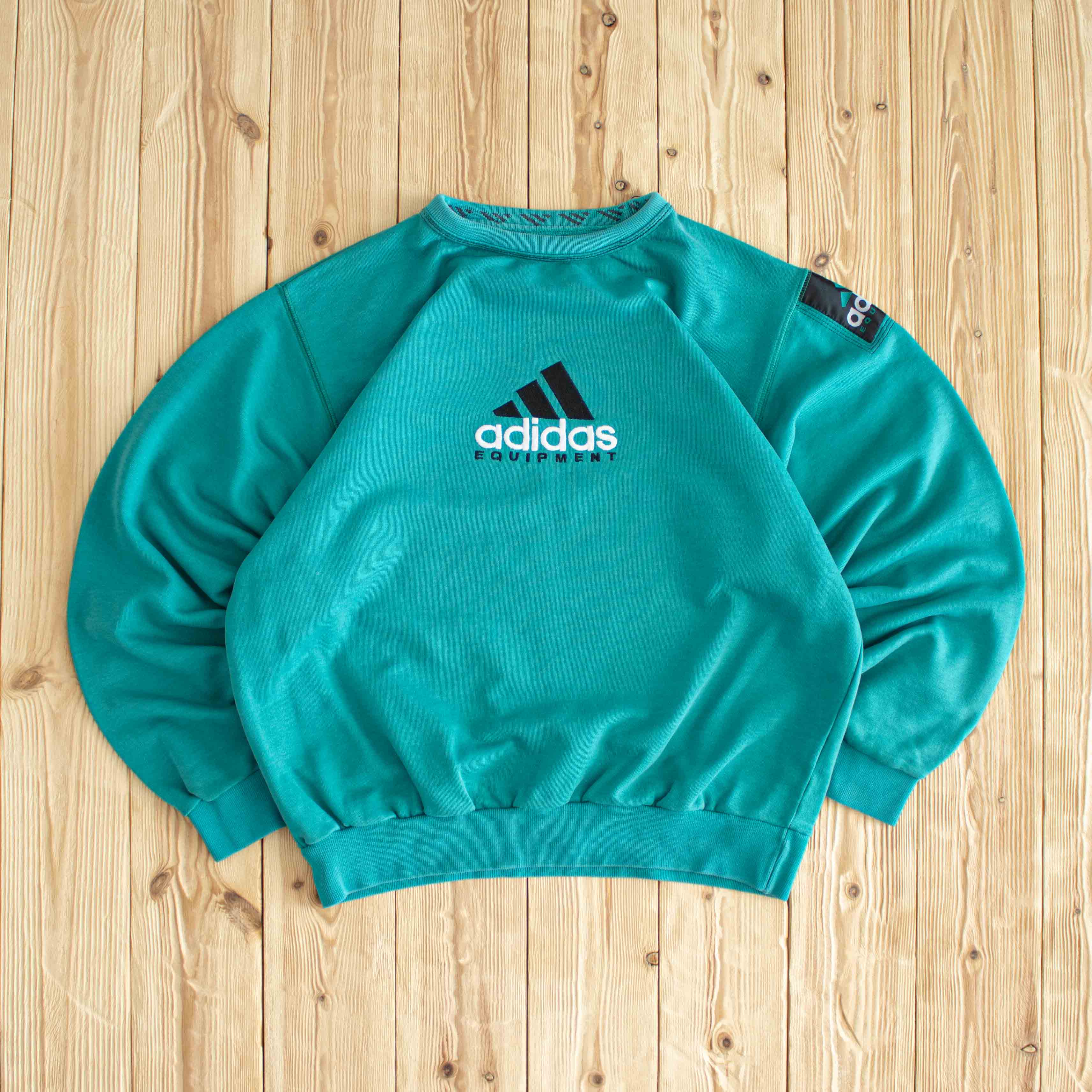 (S/M) Adidas Equipment Vintage Embroidered Sweatshirt Blue