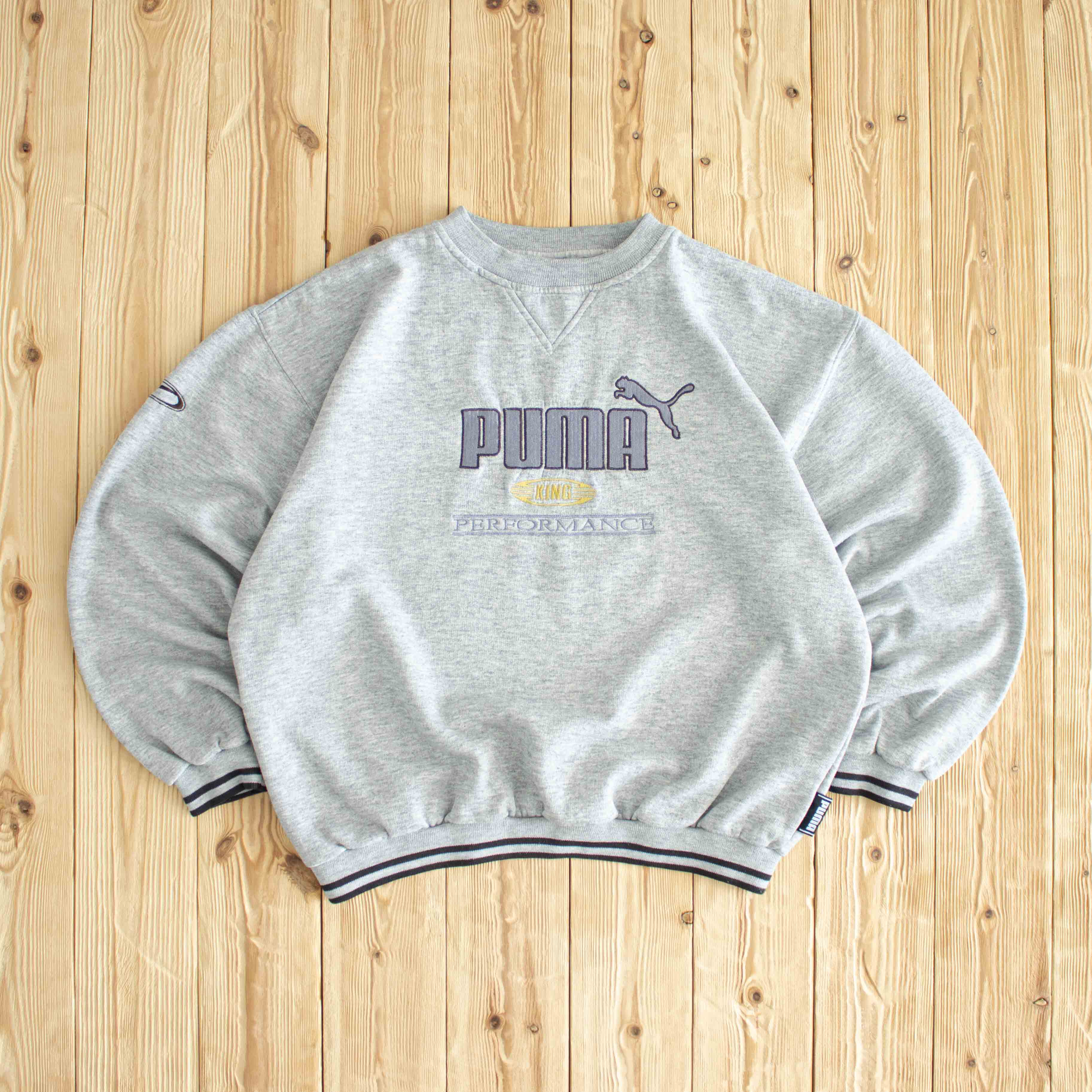 (M) Puma King Performance Vintage Embroidered Sweatshirt Gray