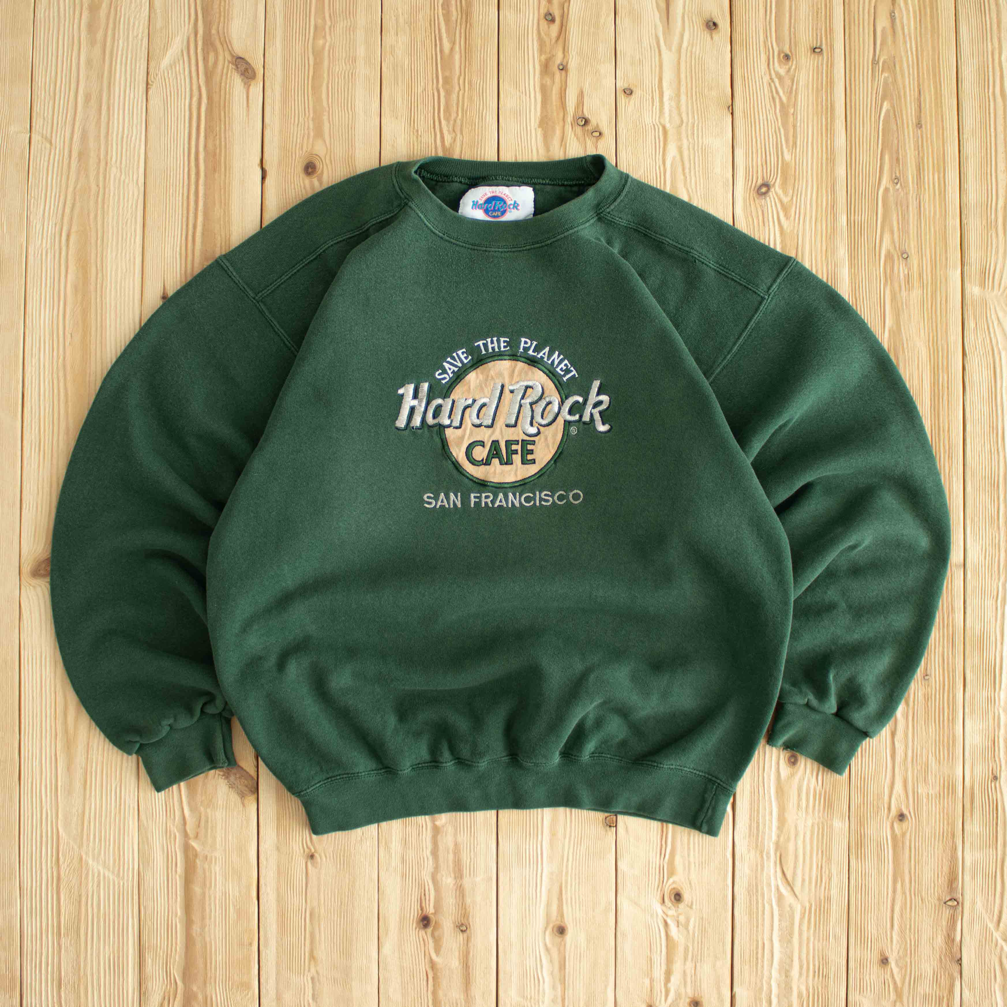 (M) Hard Rock Cafe San Francisco Vintage Embroidered Sweatshirt Green