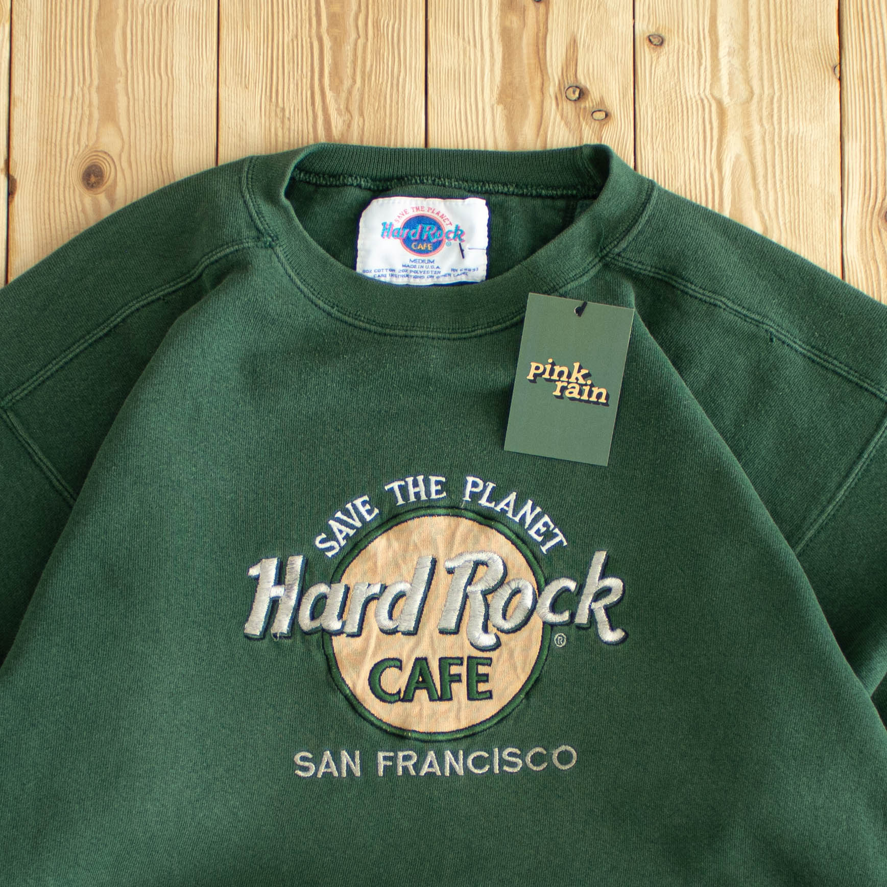 (M) Hard Rock Cafe San Francisco Vintage Embroidered Sweatshirt Green