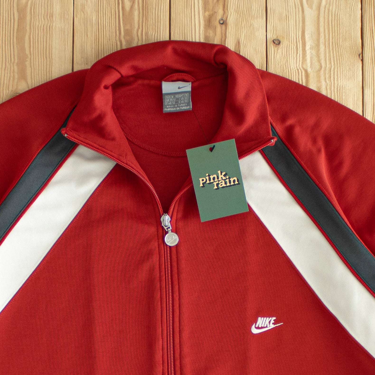 (S/M) Nike Vintage Embroidered Full-Zip Sweatshirt Red