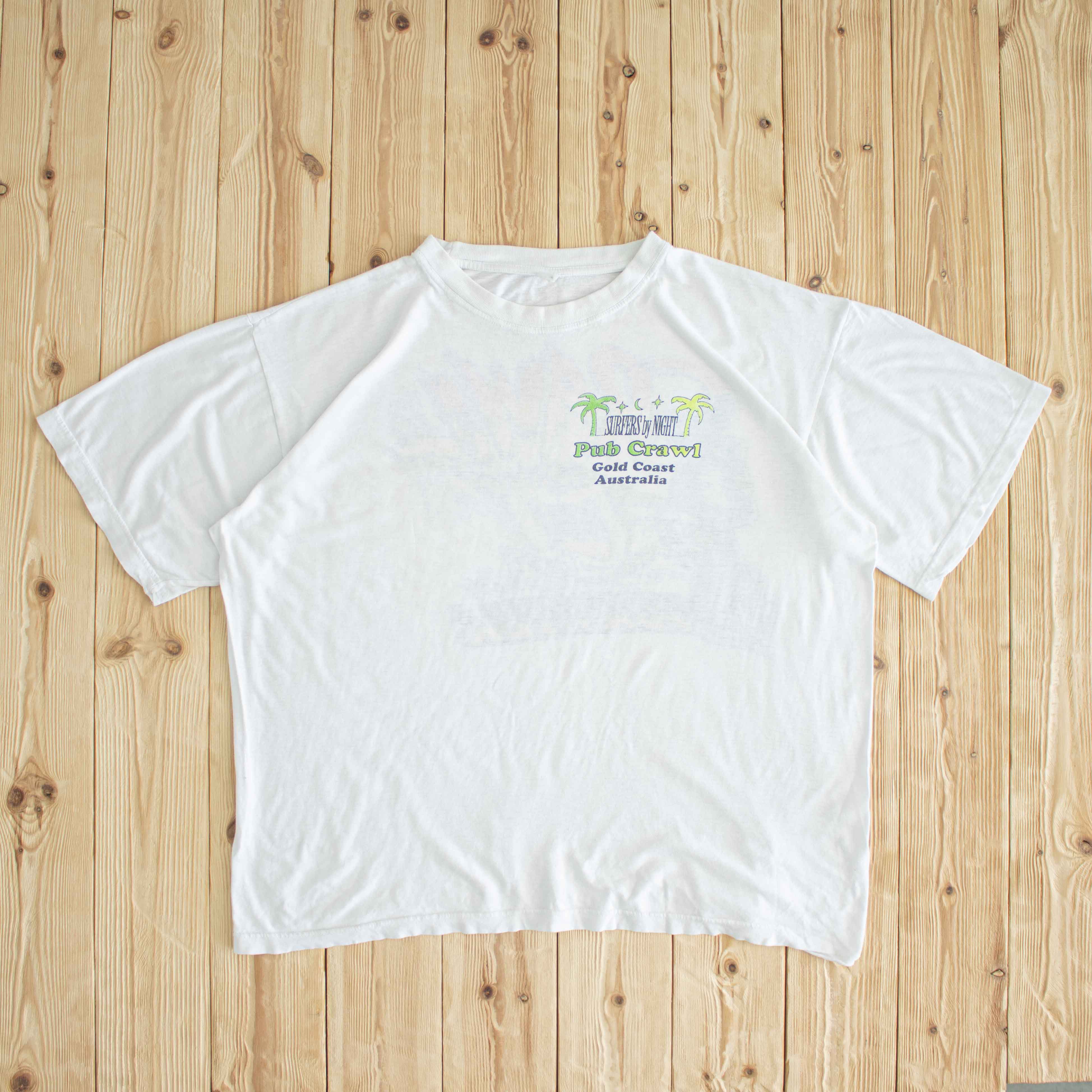 (L/XL) 'Surfers By Night' Vintage T-Shirt White