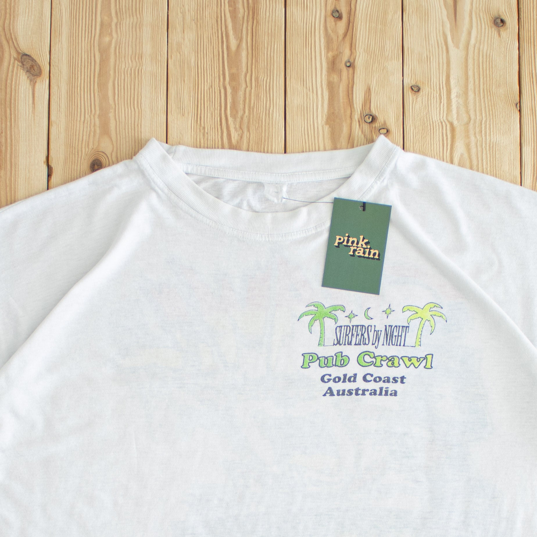 (L/XL) 'Surfers By Night' Vintage T-Shirt White