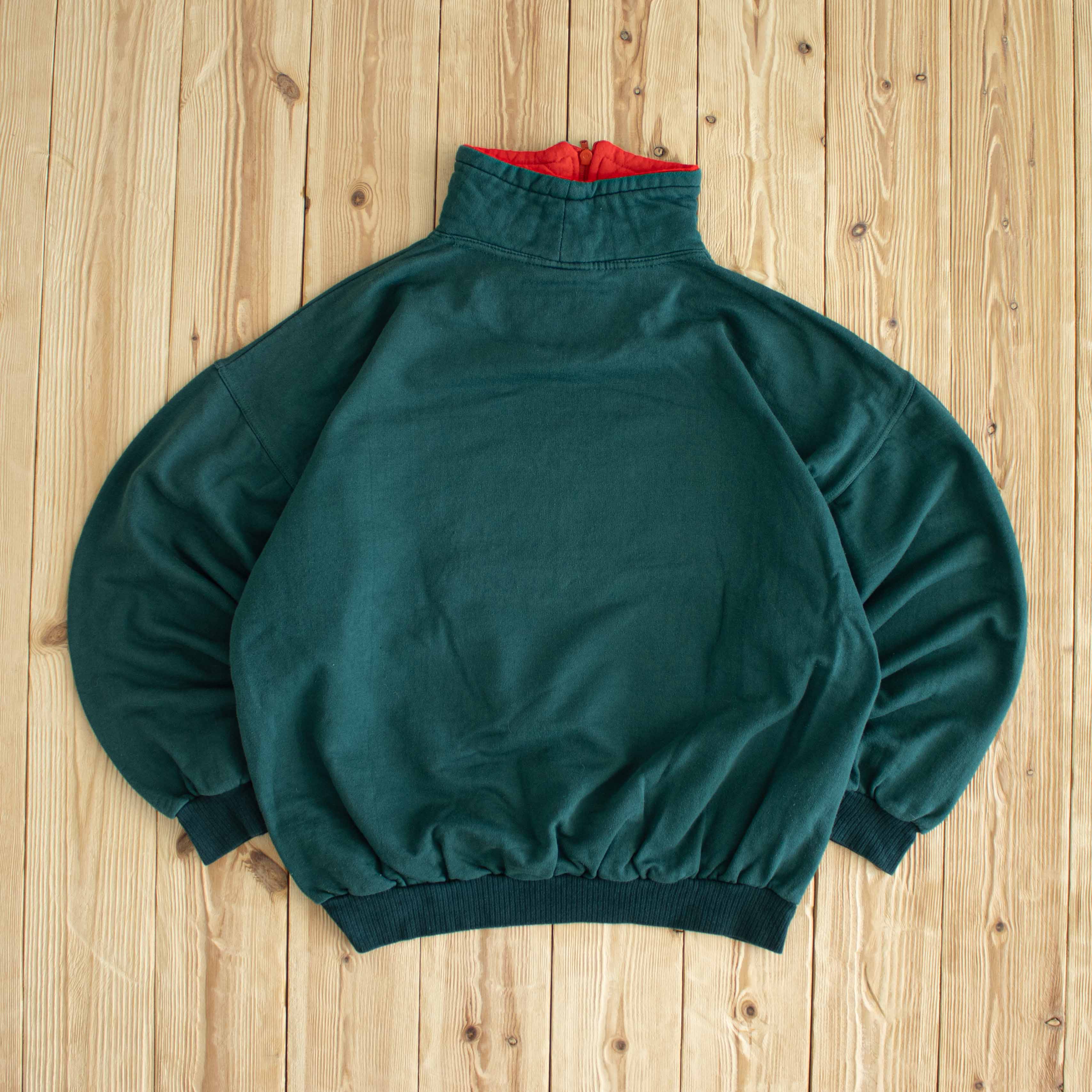 (S/M) Reebok Vintage Embroidered Quarter-Zip Green